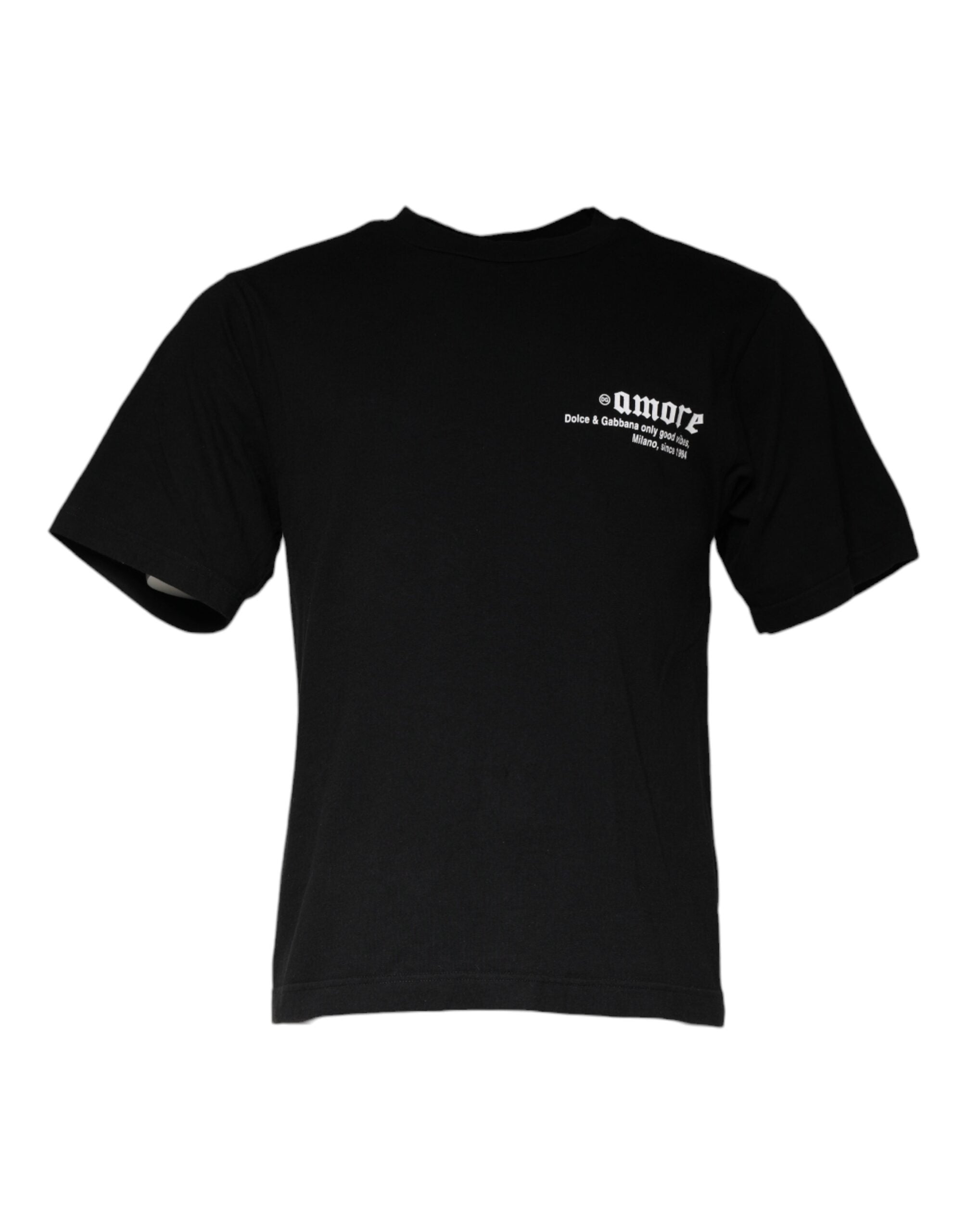 Dolce & Gabbana Black Amore Print Cotton Crew Neck T-shirt Dolce & Gabbana