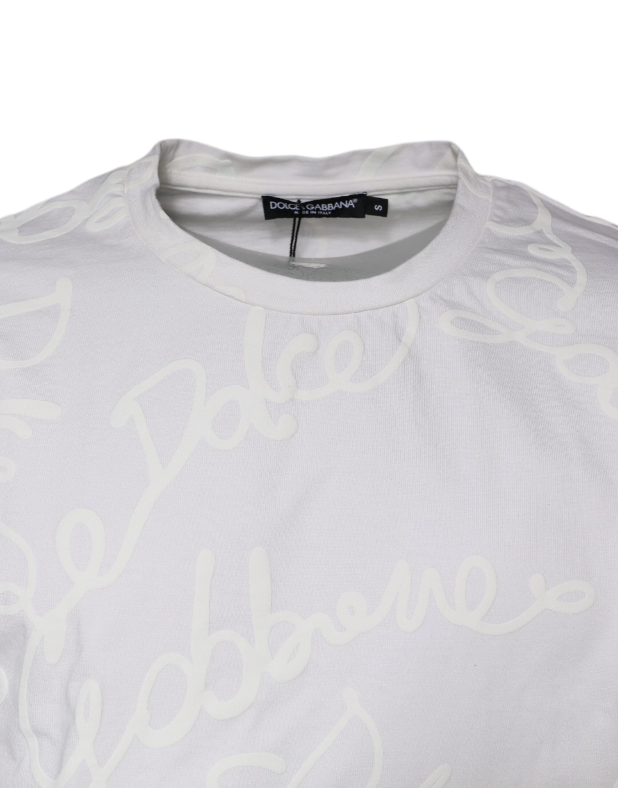 Dolce & Gabbana White Logo Print Cotton Crew Neck T-shirt Dolce & Gabbana