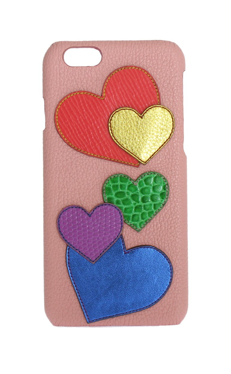 Dolce & Gabbana Pink Leather Heart Phone Cover Dolce & Gabbana