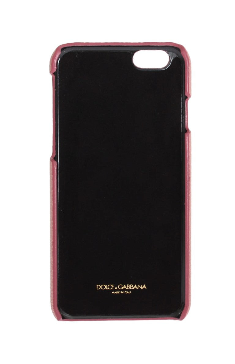 Dolce & Gabbana Pink Leather Heart Crystal Phone Case Dolce & Gabbana