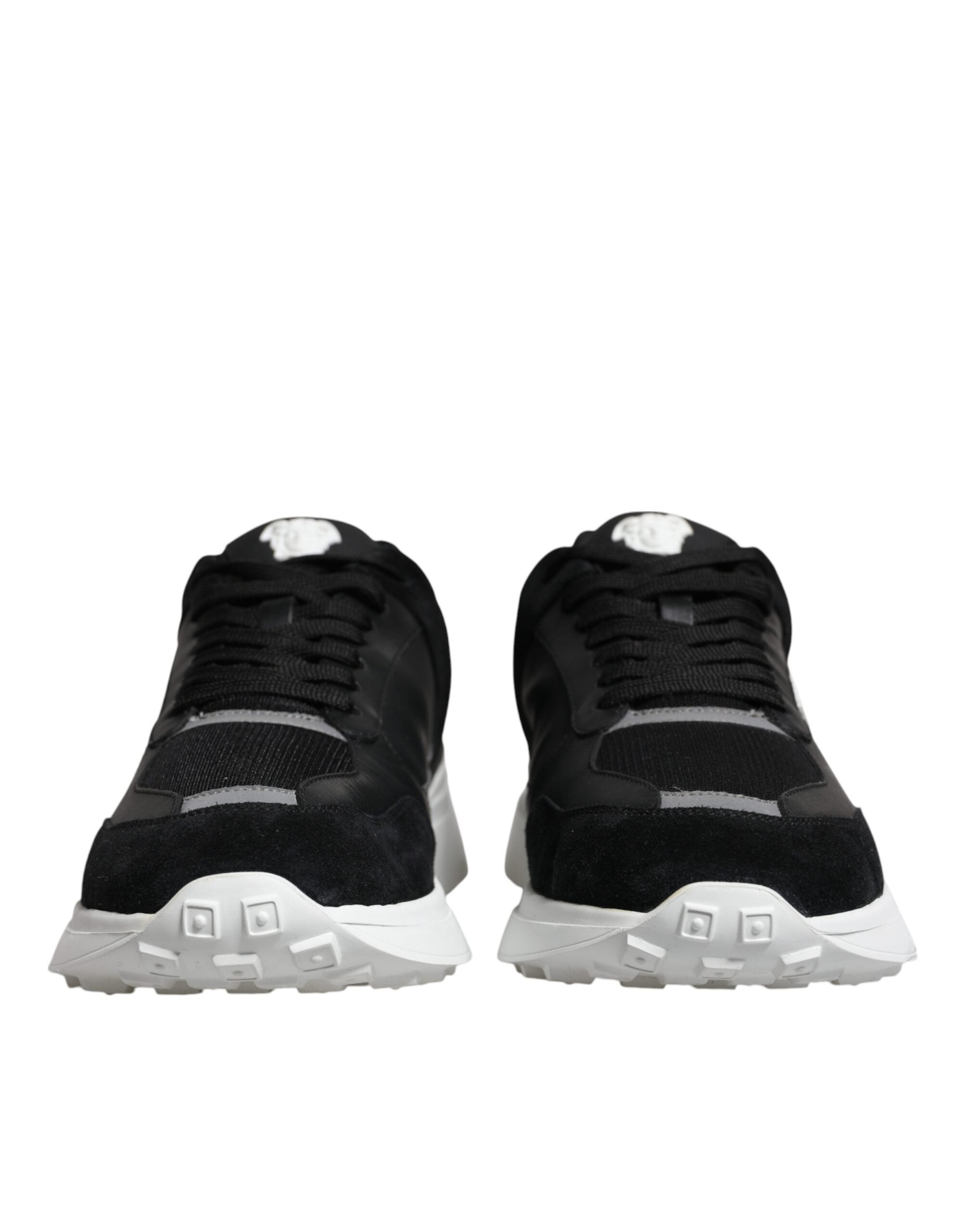 Versace Black Canvas Quad Fabric Medusa Low Top Sneaker Shoes Versace