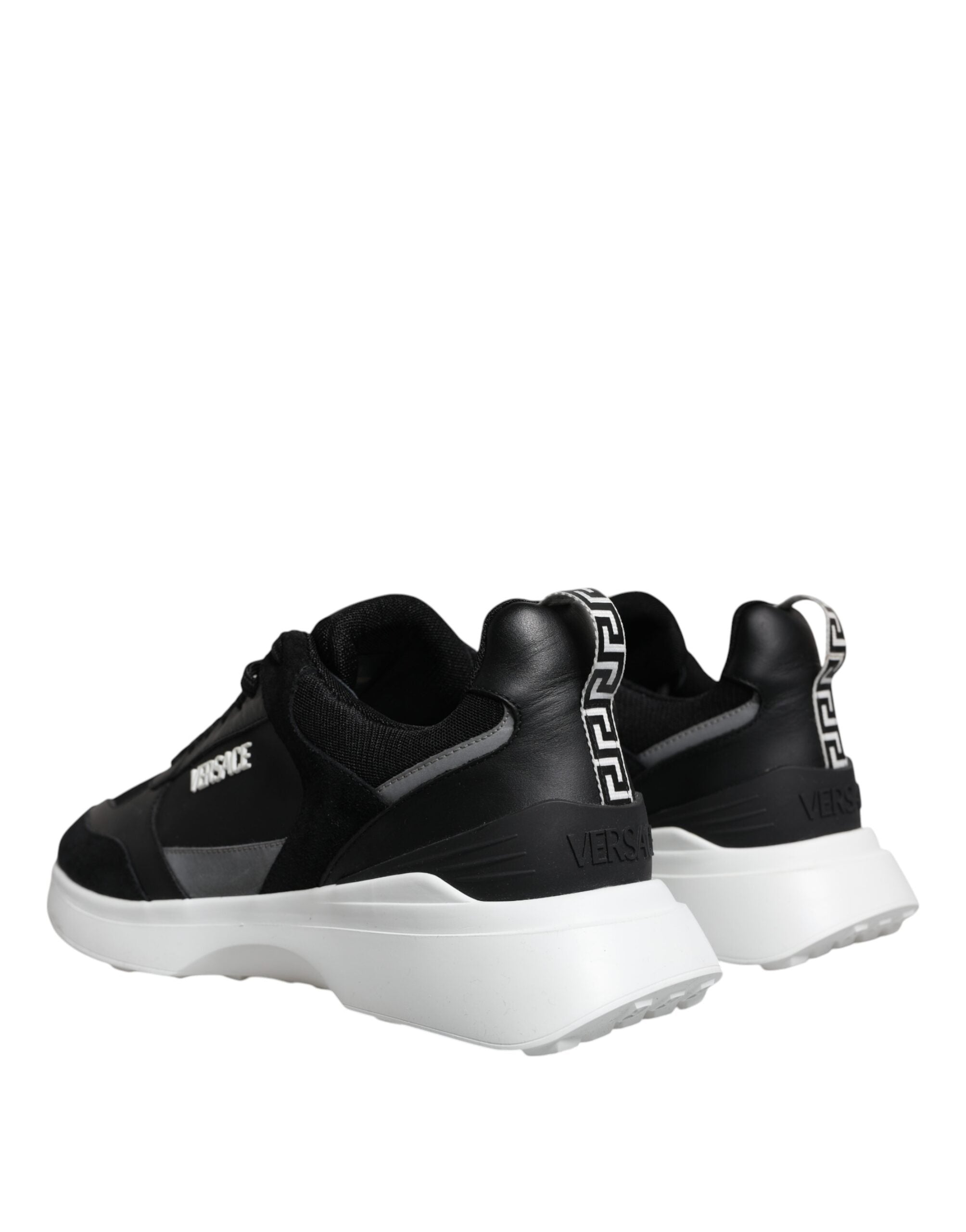 Versace Black Canvas Quad Fabric Medusa Low Top Sneaker Shoes Versace