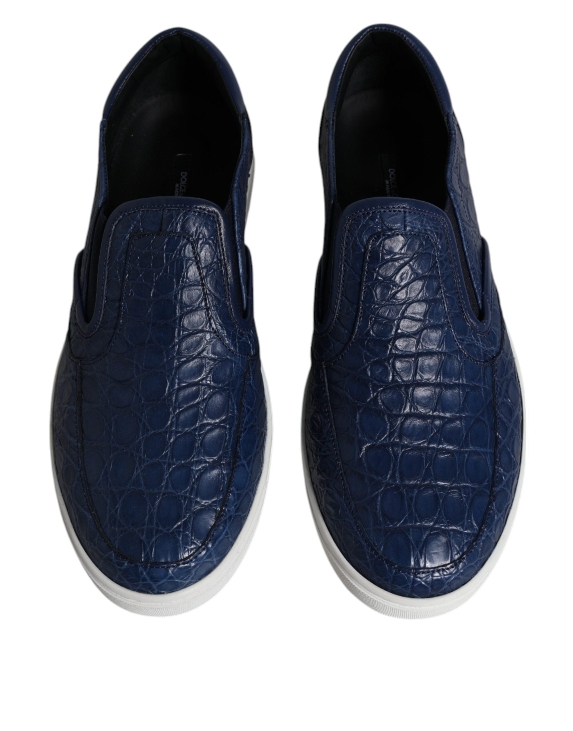 Dolce & Gabbana Blue Croc Exotic Leather Men Sneakers Shoes Dolce & Gabbana