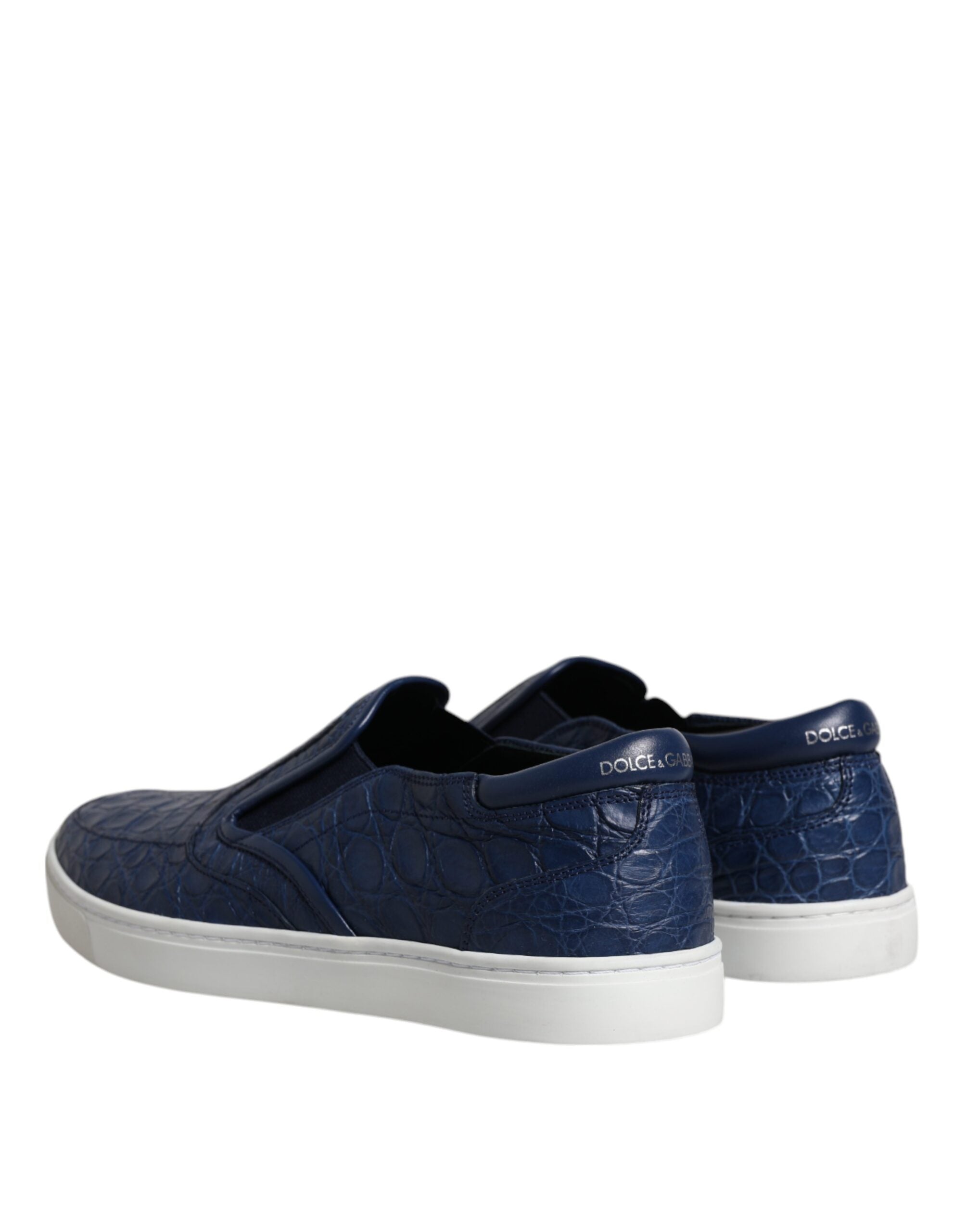 Dolce & Gabbana Blue Croc Exotic Leather Men Sneakers Shoes Dolce & Gabbana