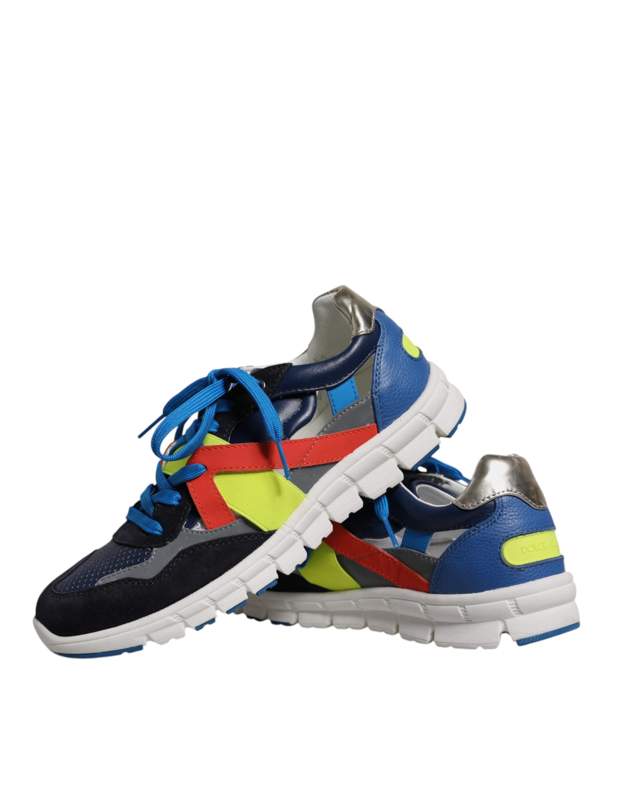Dolce & Gabbana Multicolor Leather Suede Low Top Sneakers Shoes Dolce & Gabbana