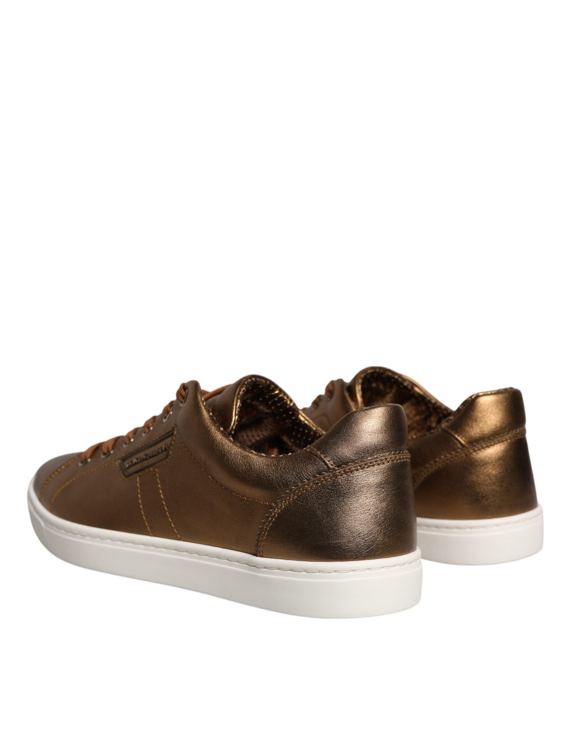 Dolce & Gabbana Gold Leather Logo London Men Sneaker Shoes Dolce & Gabbana