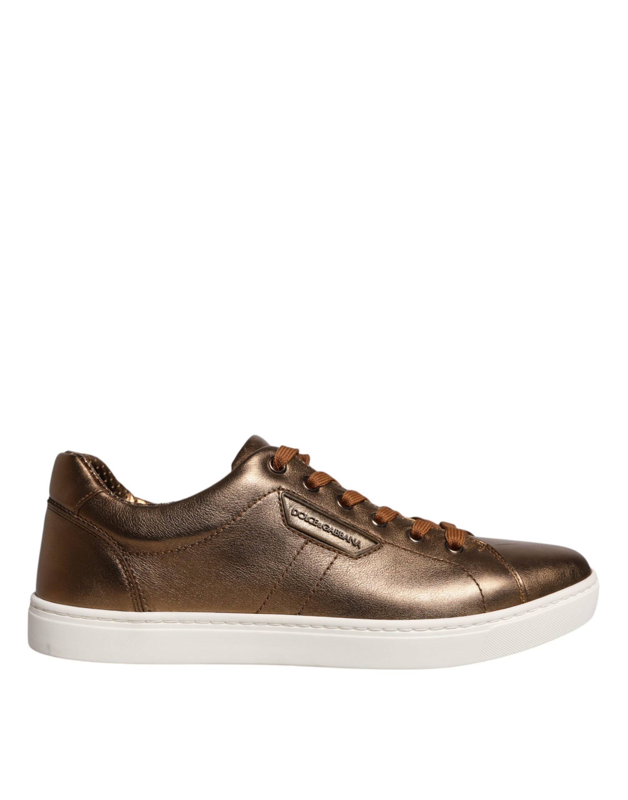 Dolce & Gabbana Gold Leather Logo London Men Sneaker Shoes Dolce & Gabbana