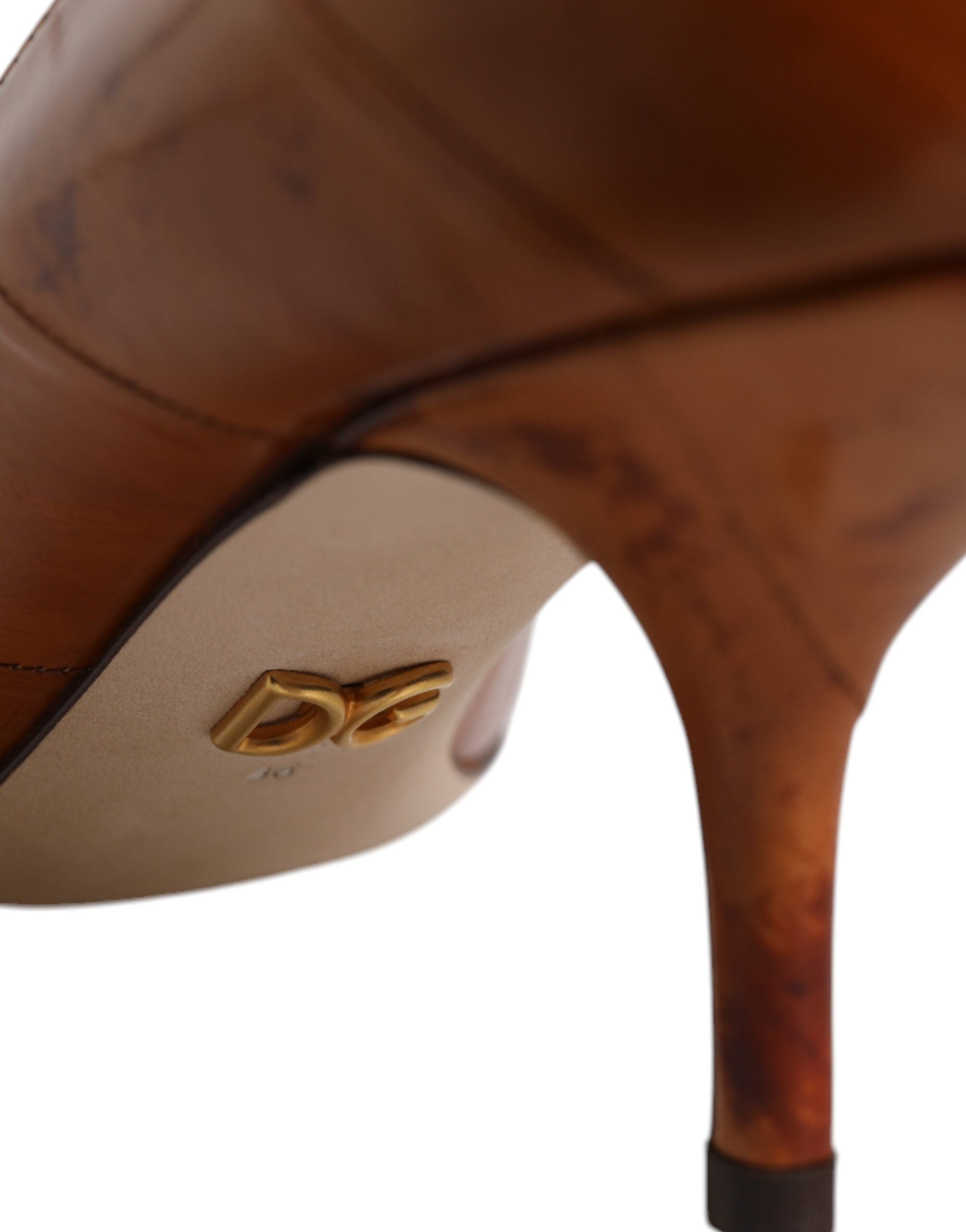 Dolce & Gabbana Brown Leather Kitten Heels Pumps Shoes Dolce & Gabbana