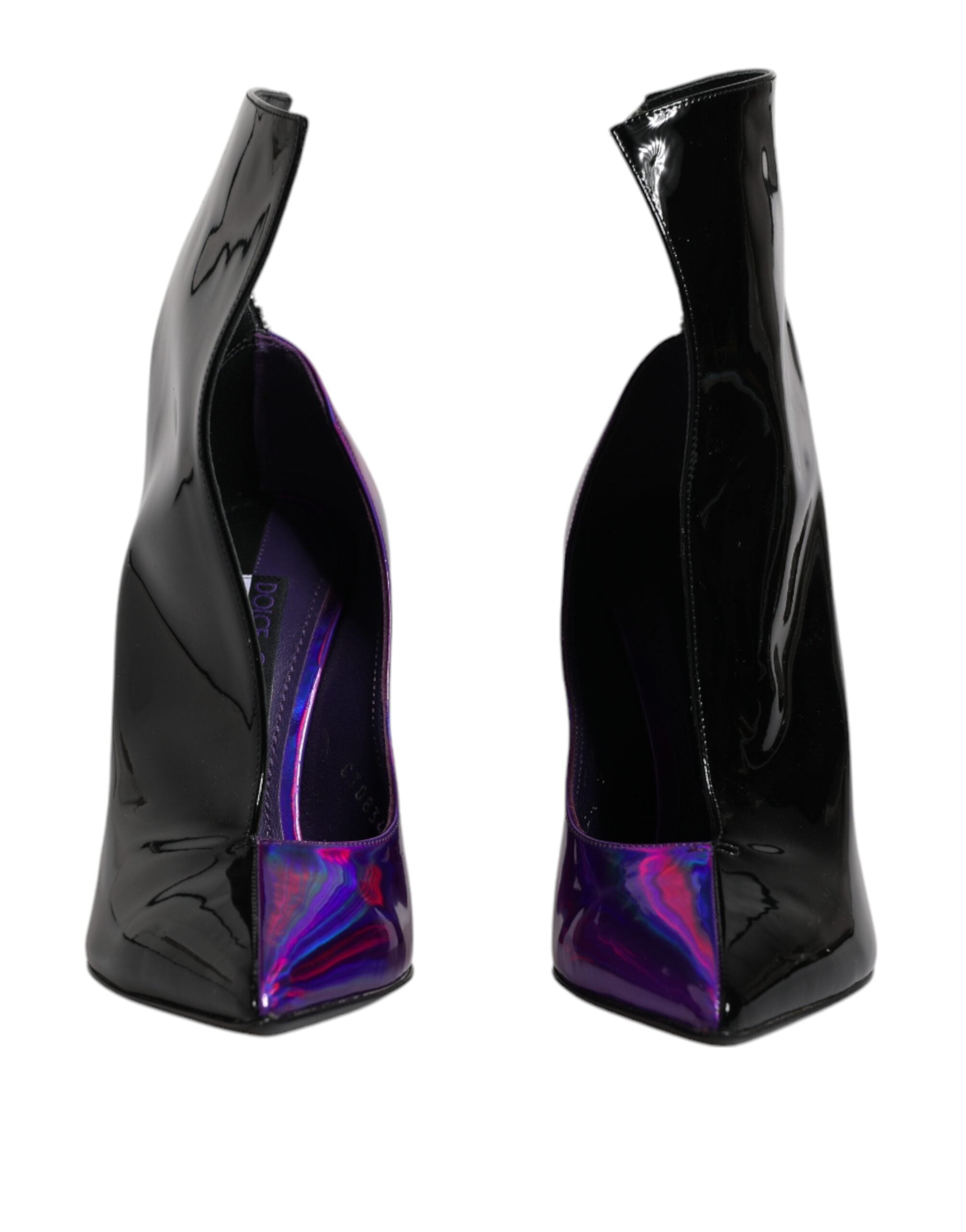 Dolce & Gabbana Purple Black Pointed Ankle Boots Shoes Dolce & Gabbana
