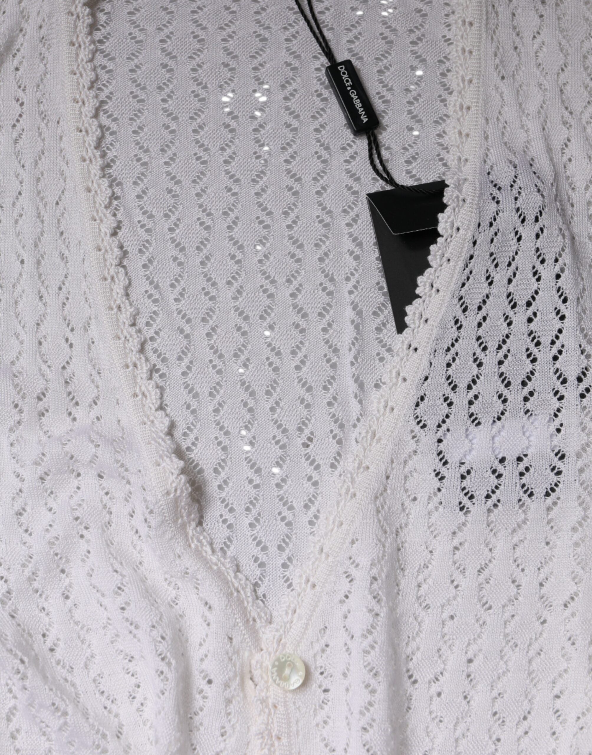 Dolce & Gabbana White Silk Button Down Cardigan Sweater Dolce & Gabbana