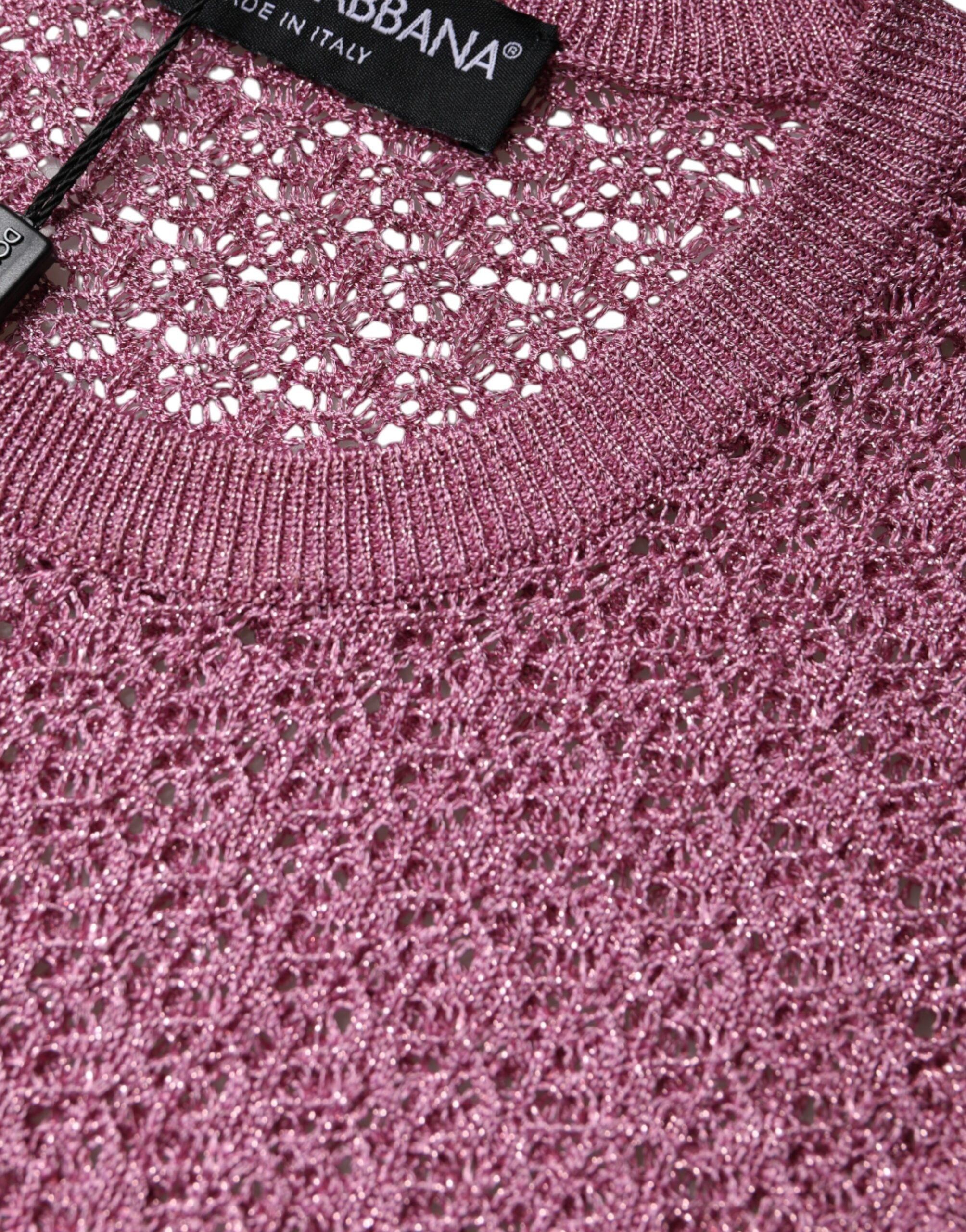 Dolce & Gabbana Pink Mesh See Through Sleeveless Tank Top Dolce & Gabbana
