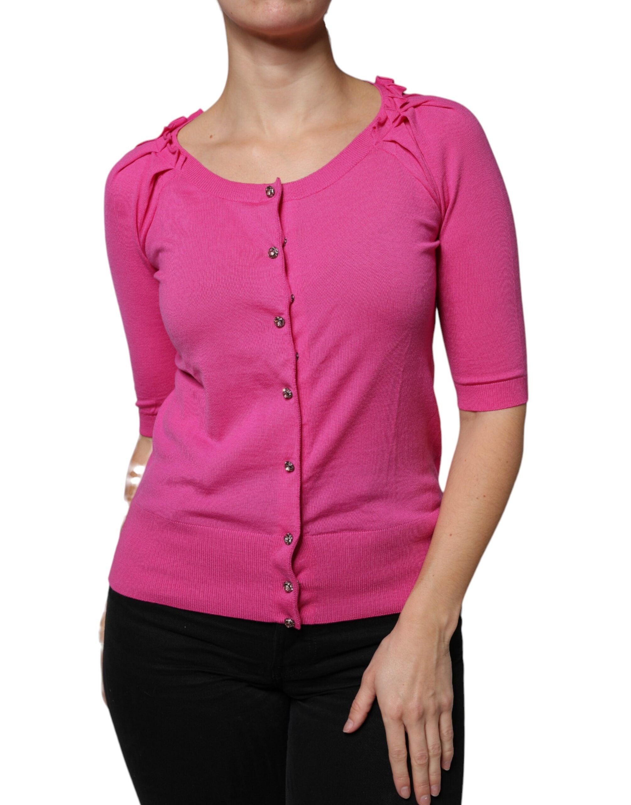 Dolce & Gabbana Pink Wool Button Down Cardigan Sweater Dolce & Gabbana