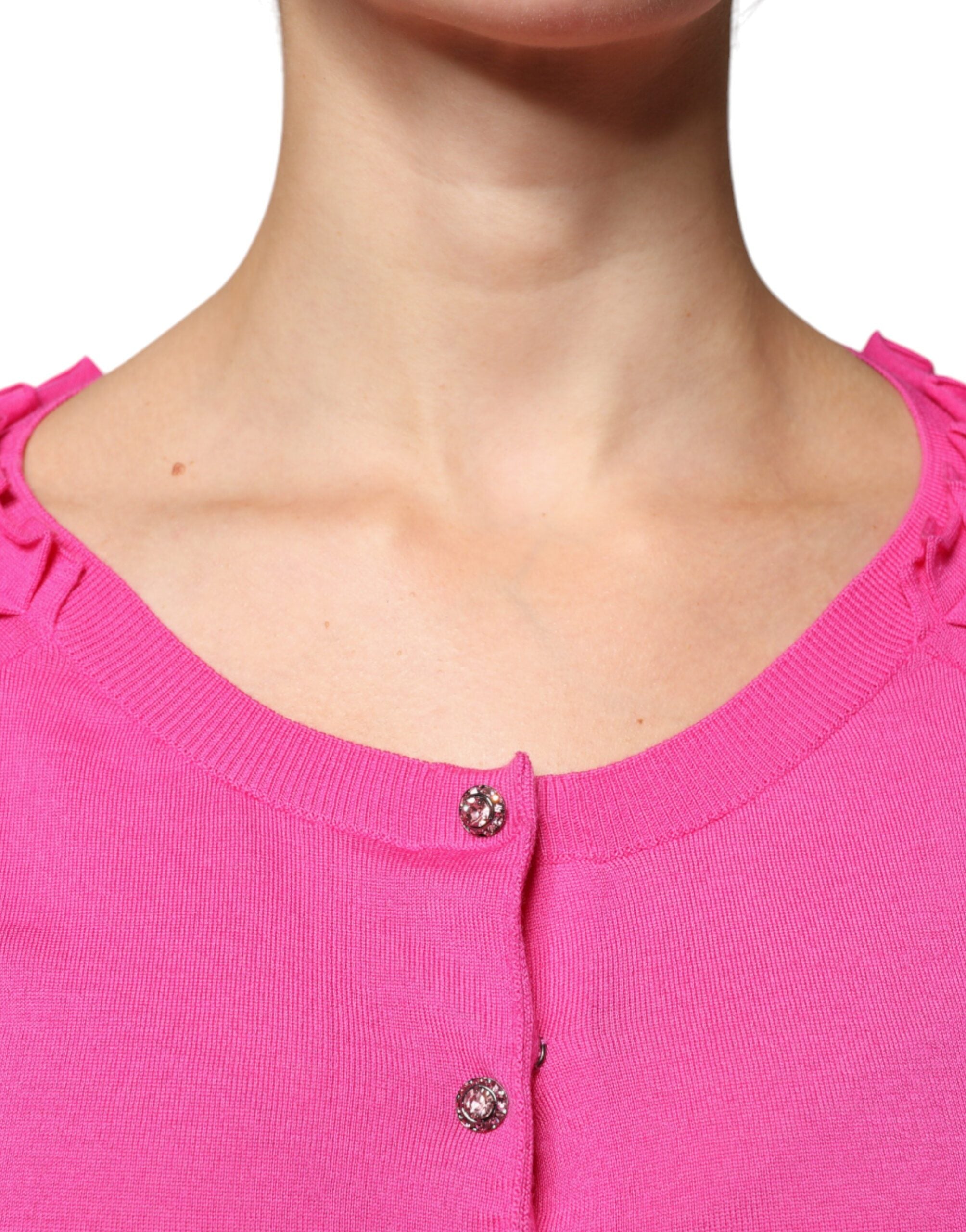 Dolce & Gabbana Pink Wool Button Down Cardigan Sweater Dolce & Gabbana