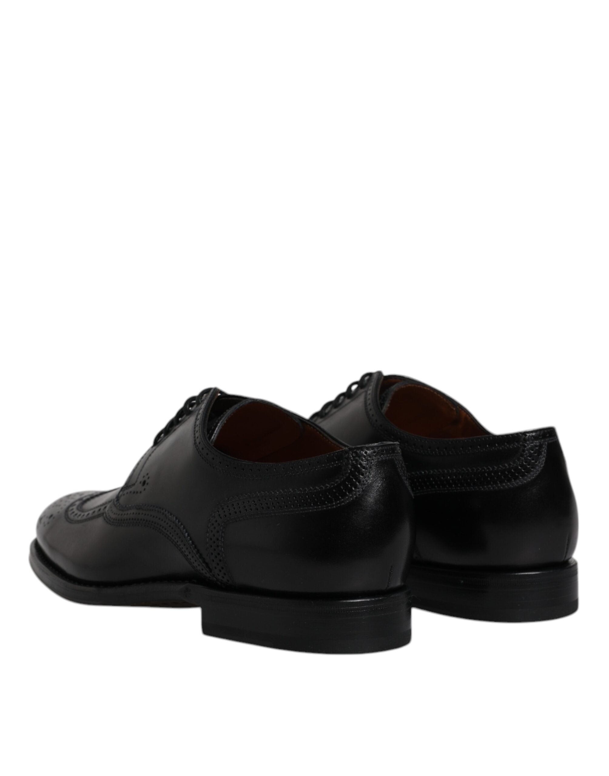 Dolce & Gabbana Black Leather Derby Wingtip Formal Shoes Dolce & Gabbana