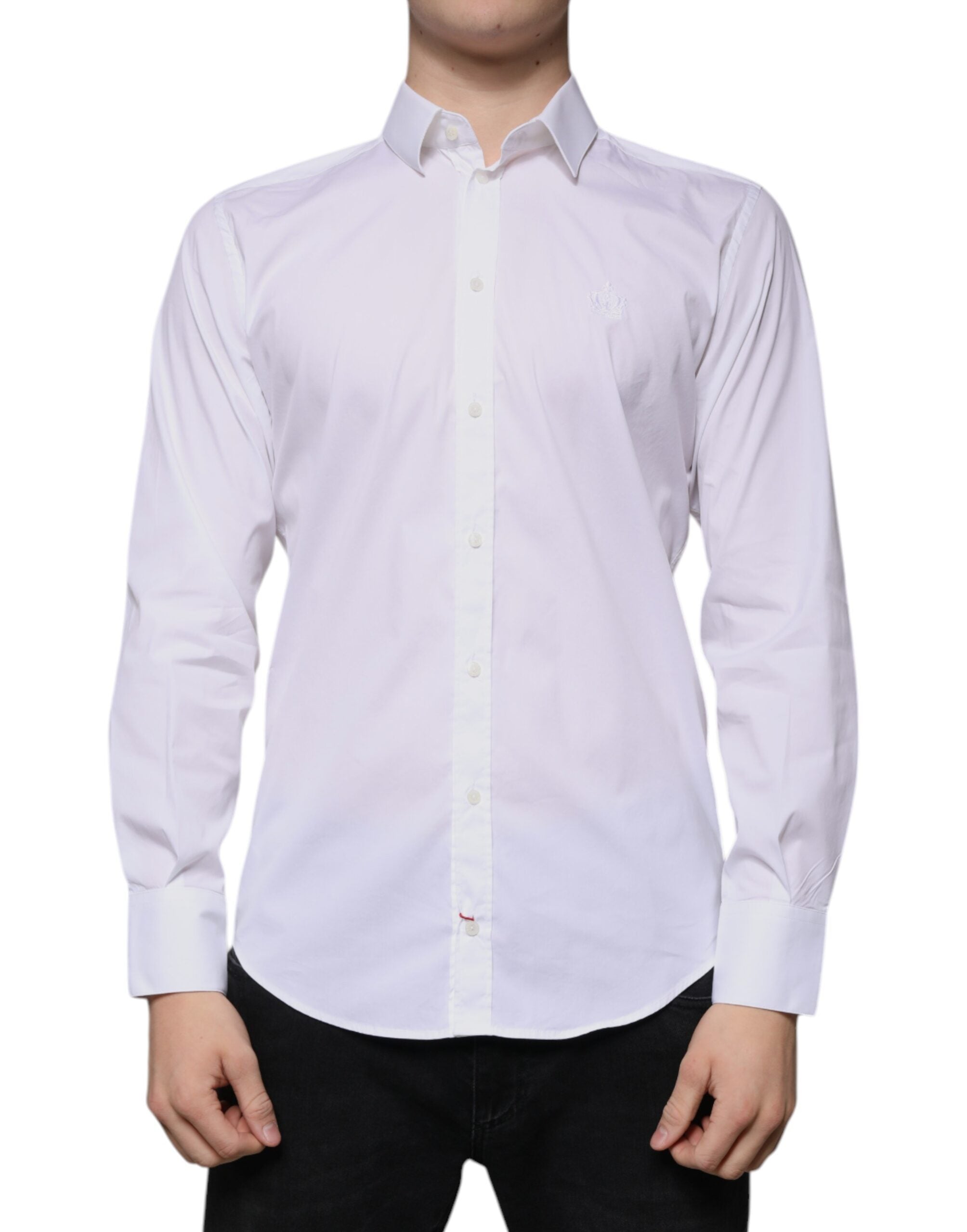 Dolce & Gabbana White Cotton Blend Men MARTINI Dress Shirt Dolce & Gabbana