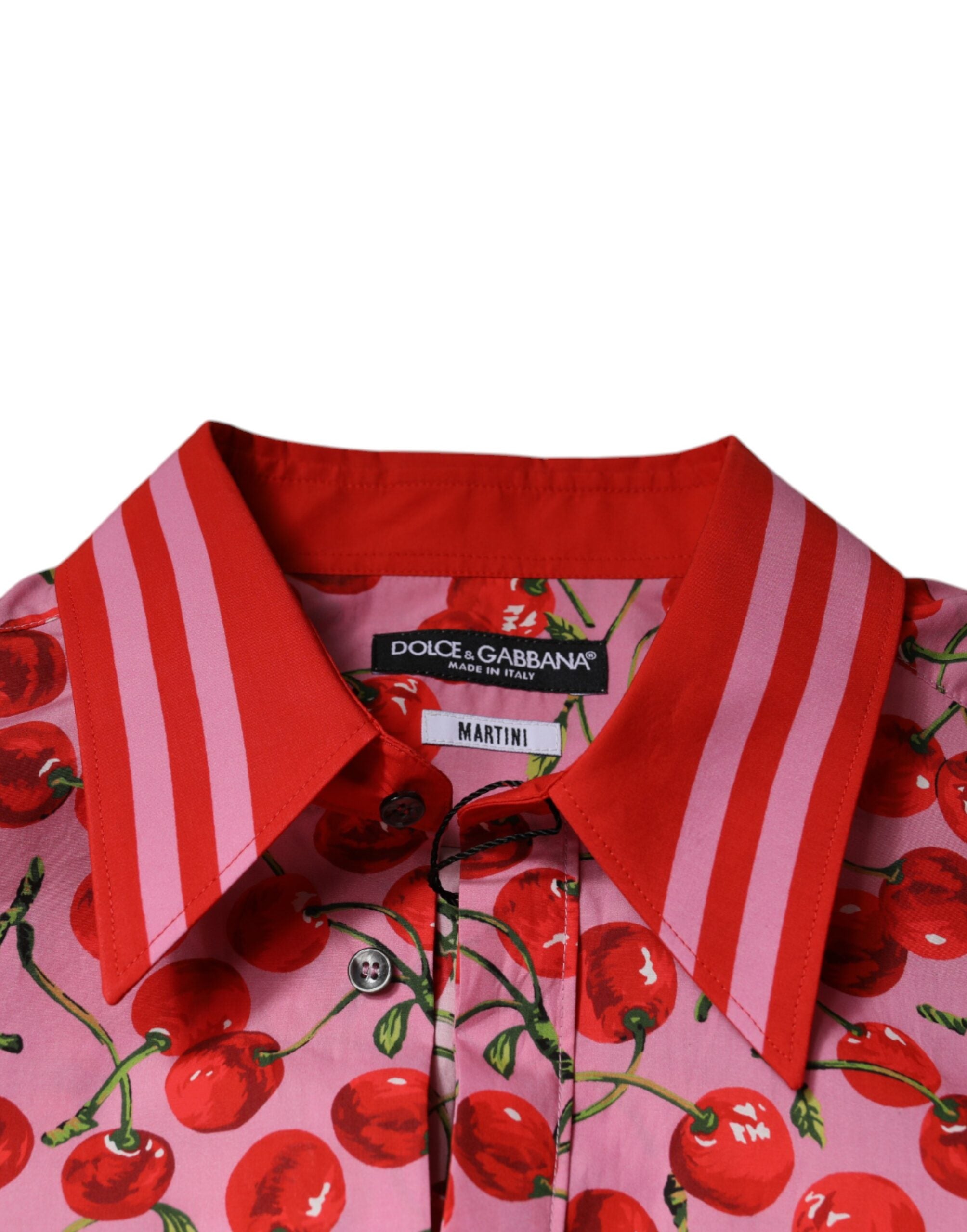 Dolce & Gabbana Pink Cherry Cotton Formal MARTINI Dress Shirt Dolce & Gabbana