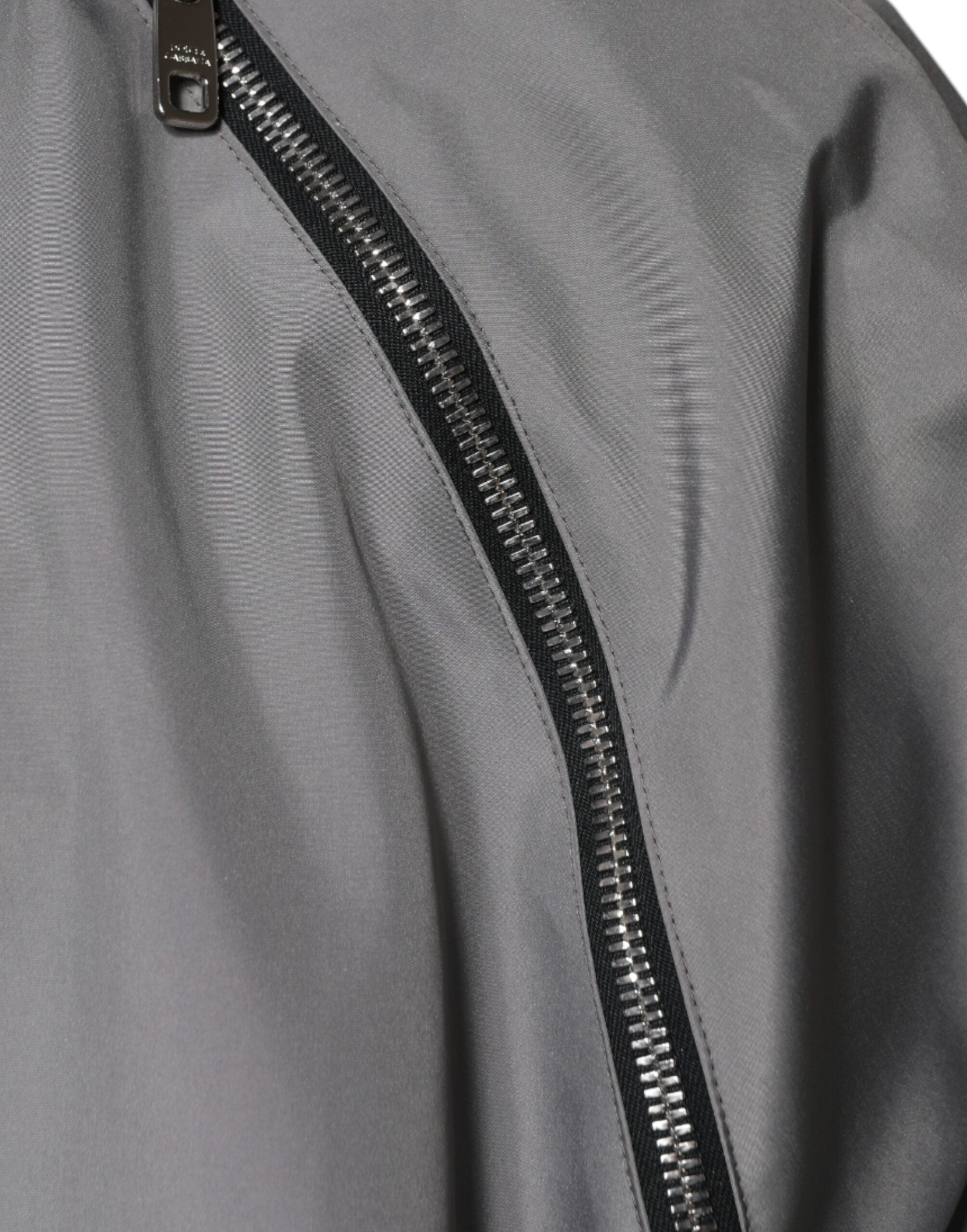 Dolce & Gabbana Gray Polyester Hooded Men Full Zip Jacket Dolce & Gabbana