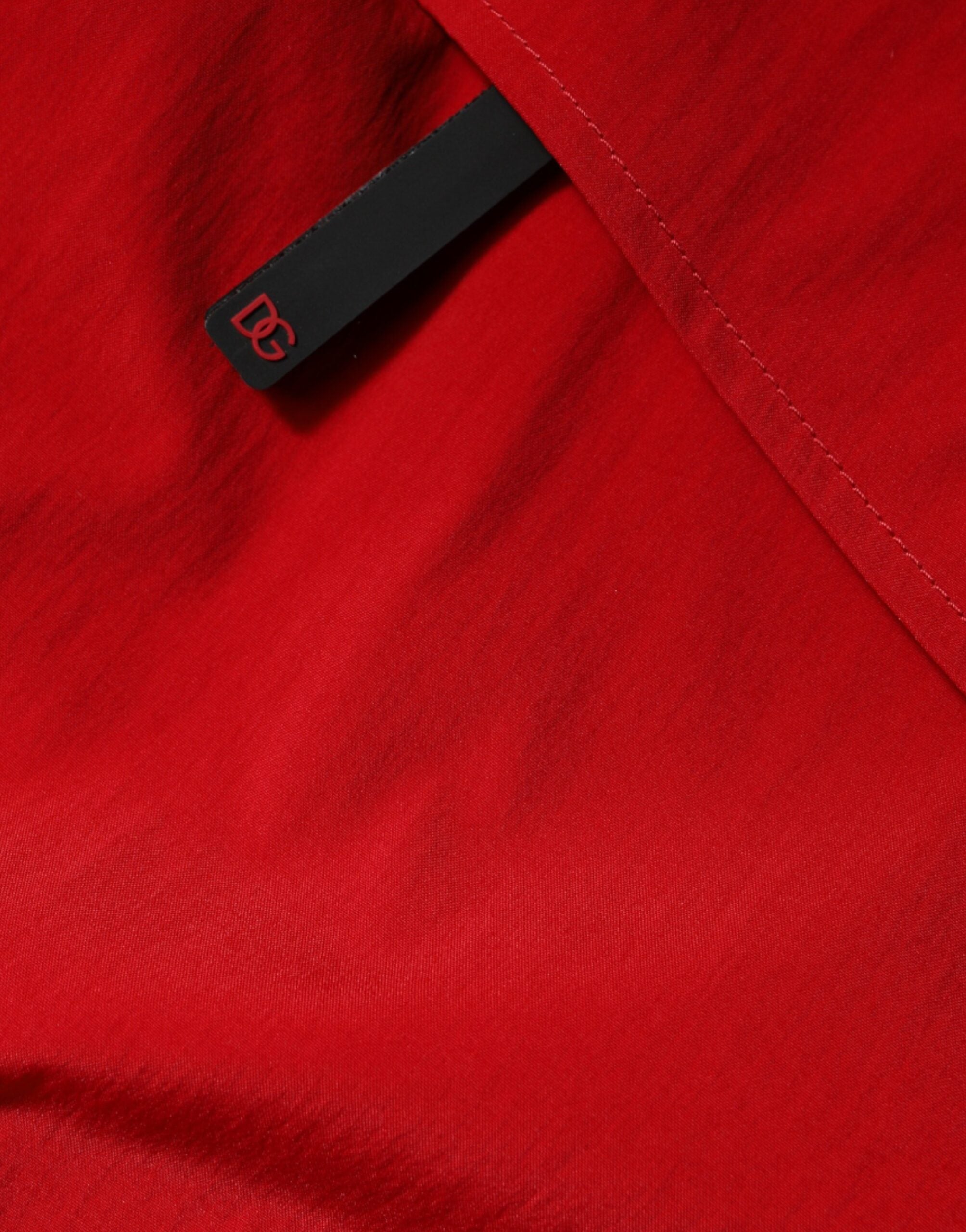 Dolce & Gabbana Red Nylon Hooded Men Full Zip Parka Jacket Dolce & Gabbana