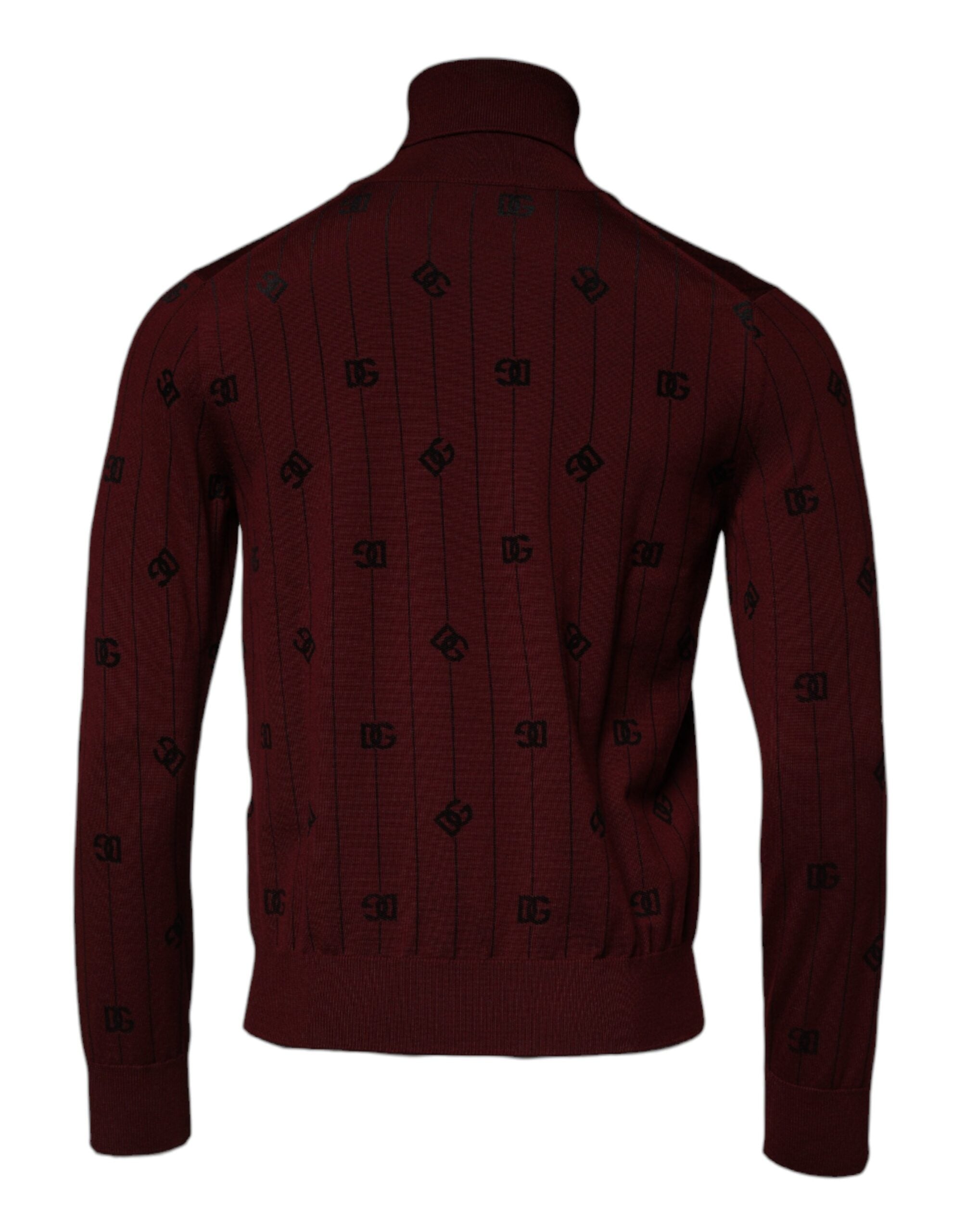 Dolce & Gabbana Maroon Monogram Turtleneck Pullover Sweater Dolce & Gabbana