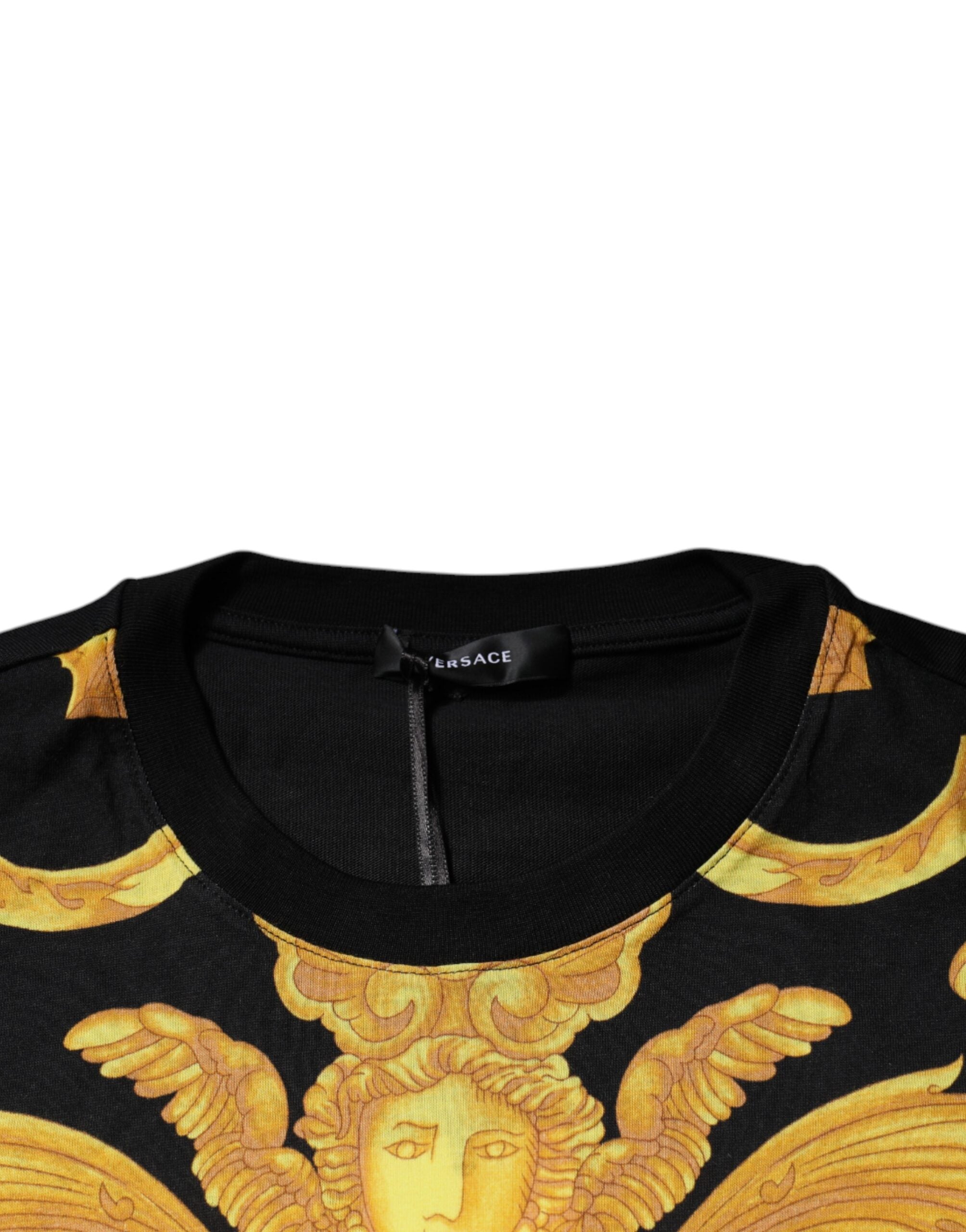 Versace Black Medusa Print Cotton Crew Neck T-shirt Versace