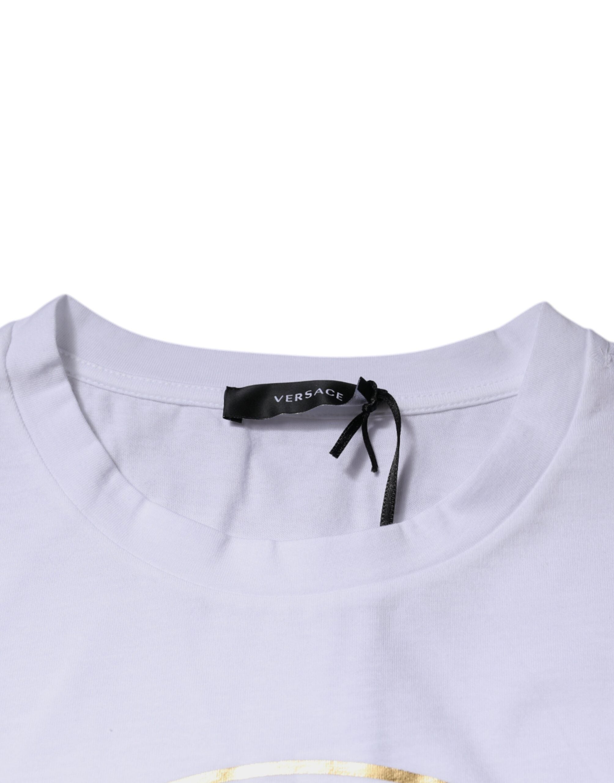 Versace White Medusa Print Cotton Crew Neck T-shirt Versace
