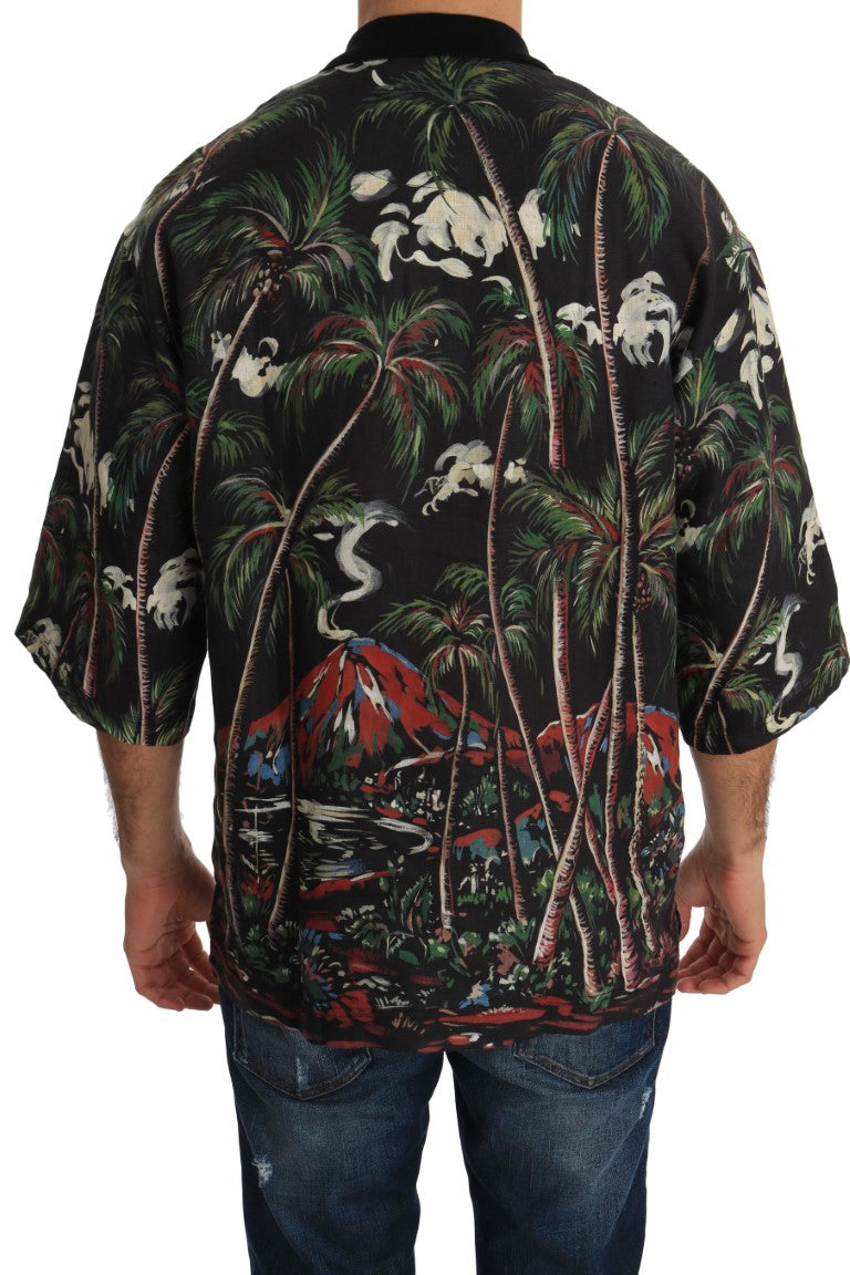 Dolce & Gabbana Black Volcano Sicily Short Sleeve T-Shirt Dolce & Gabbana