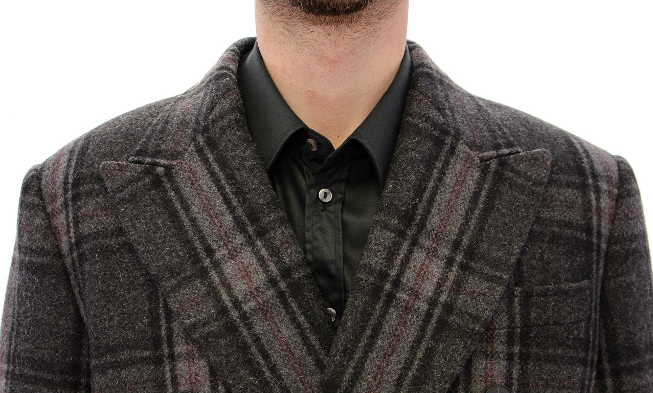 Dolce & Gabbana Gray Double Breasted Coat Jacket Dolce & Gabbana