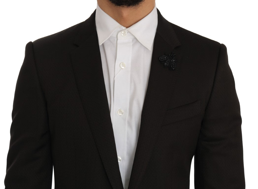 Dolce & Gabbana Brown Wool Crystal Bee Slim Fit MARTINI Dolce & Gabbana