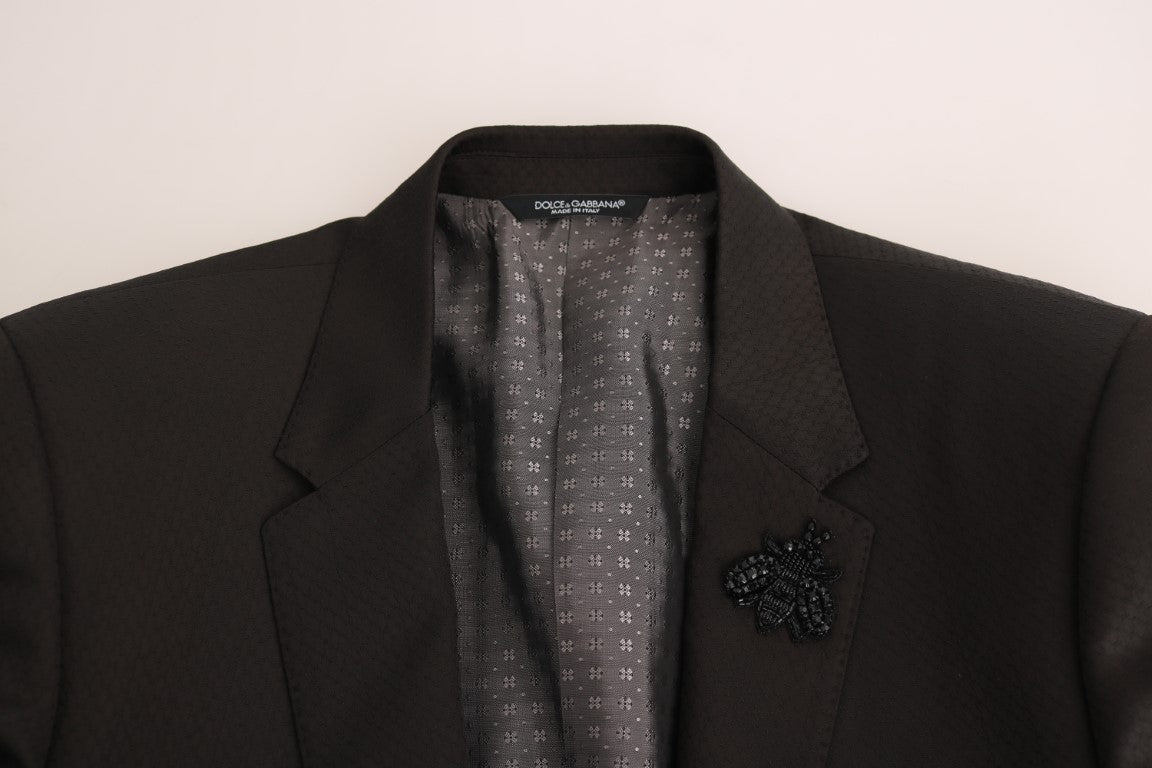 Dolce & Gabbana Brown Wool Crystal Bee Slim Fit MARTINI Dolce & Gabbana