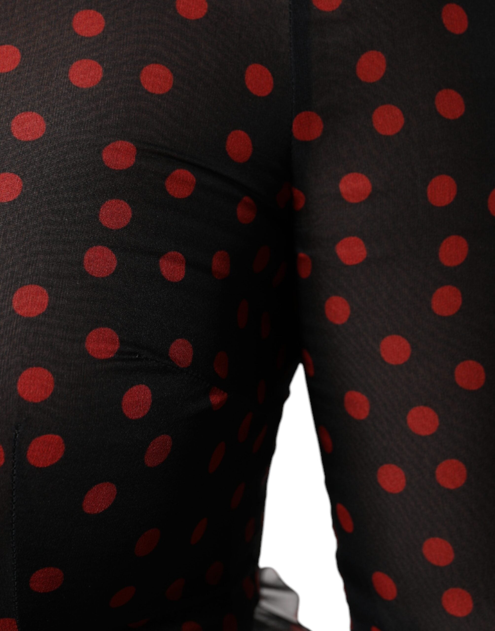 Dolce & Gabbana Black Red Polka Dot Silk Layered Midi Dress Dolce & Gabbana