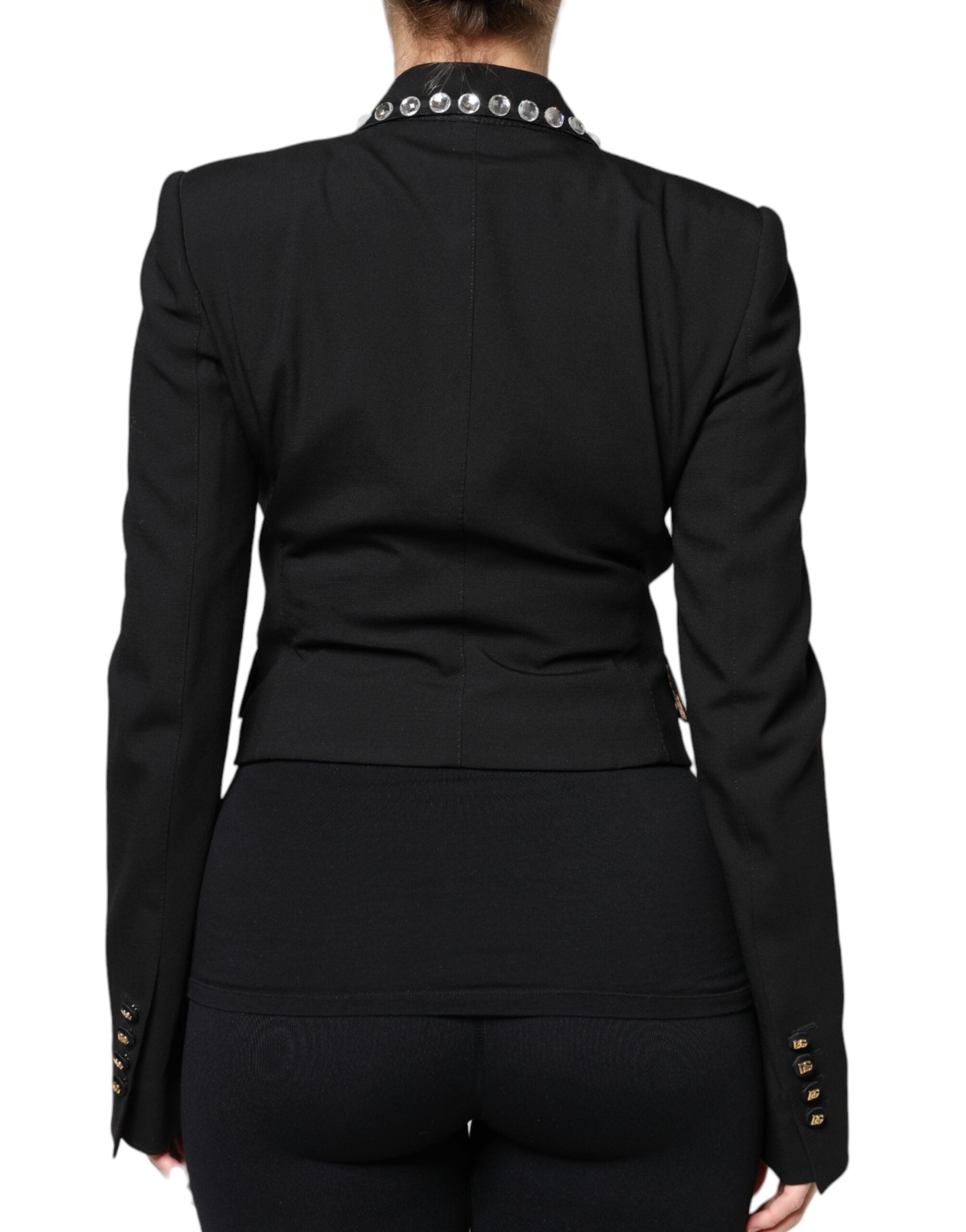 Dolce & Gabbana Black Crystal Double Breasted Blazer Jacket Dolce & Gabbana