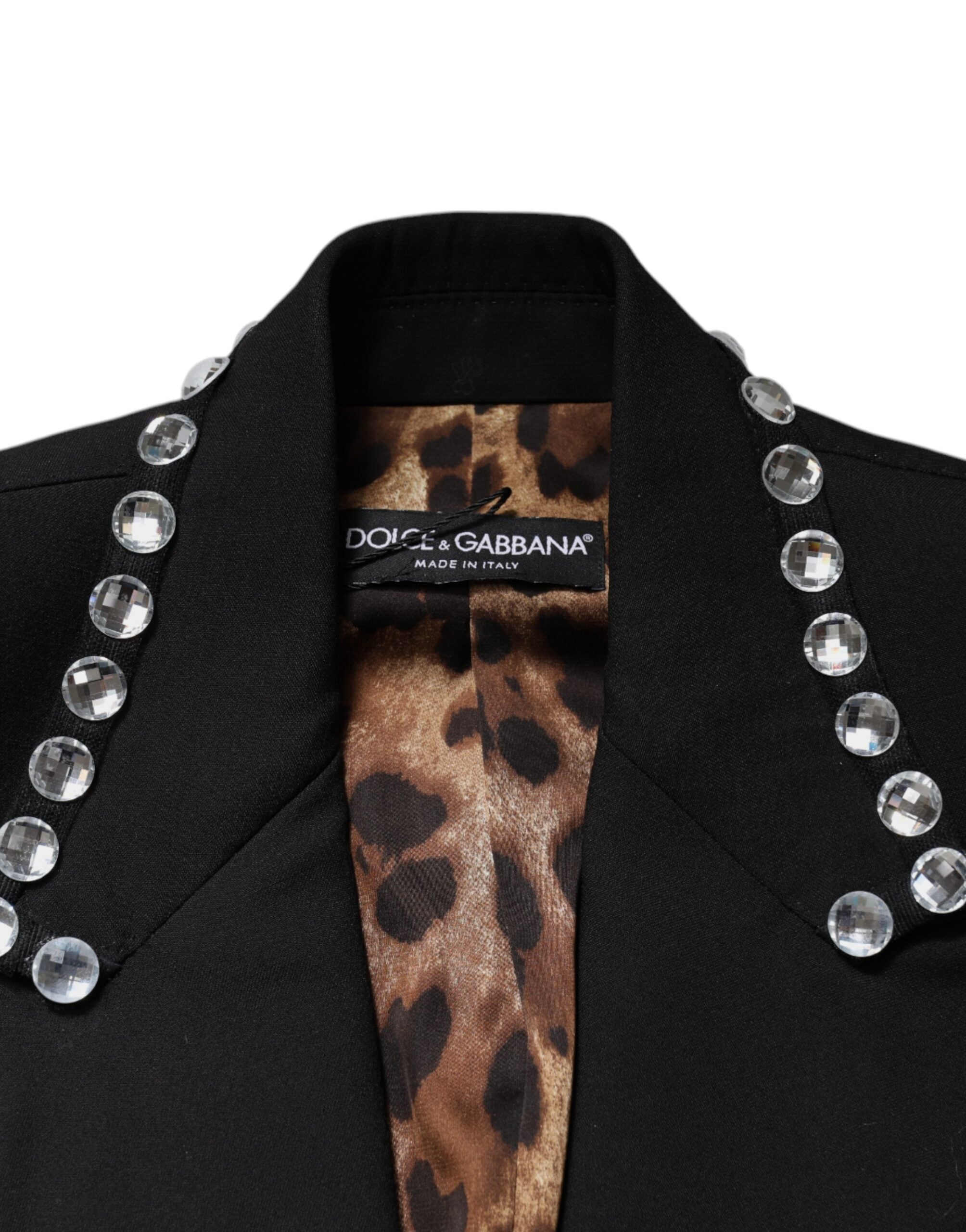 Dolce & Gabbana Black Crystal Double Breasted Blazer Jacket Dolce & Gabbana