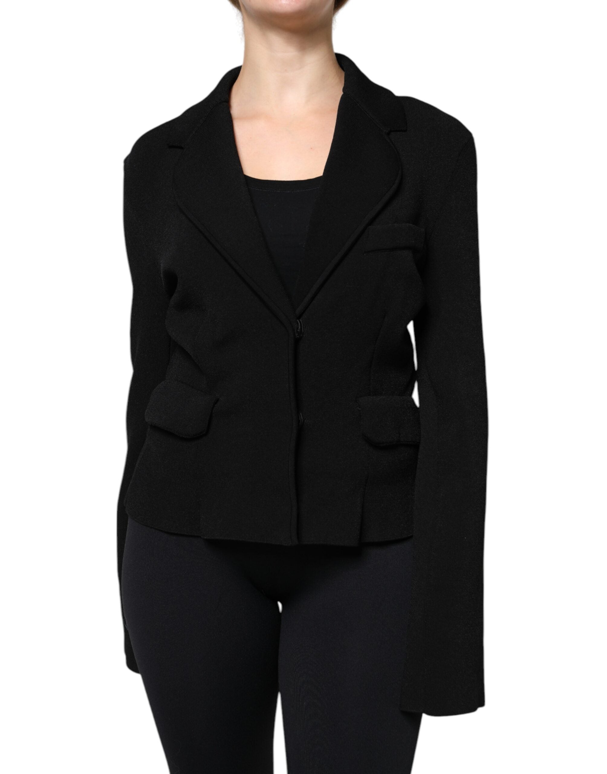 Dolce & Gabbana Black Viscose Single Breasted Blazer Jacket Dolce & Gabbana