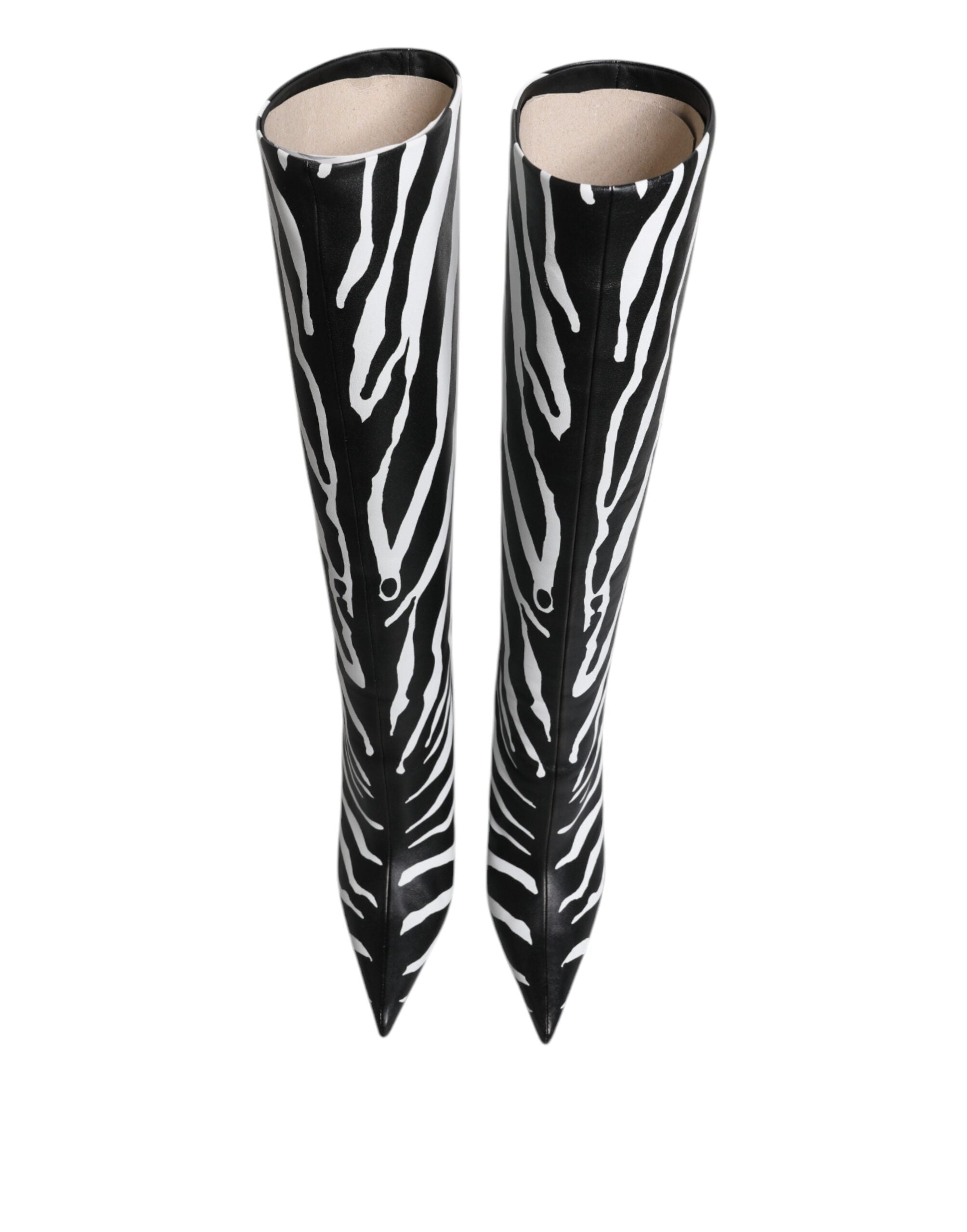 Dolce & Gabbana Black White Zebra Heels High Boots Shoes Dolce & Gabbana