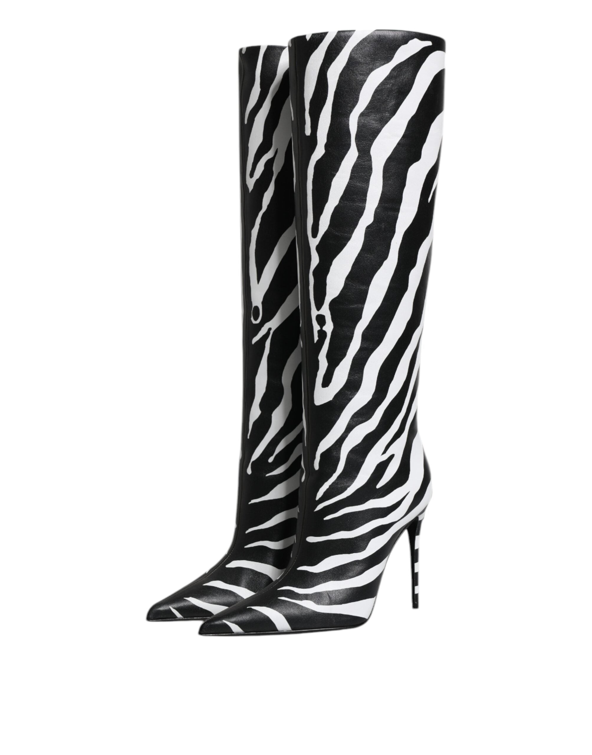 Dolce & Gabbana Black White Zebra Heels High Boots Shoes Dolce & Gabbana