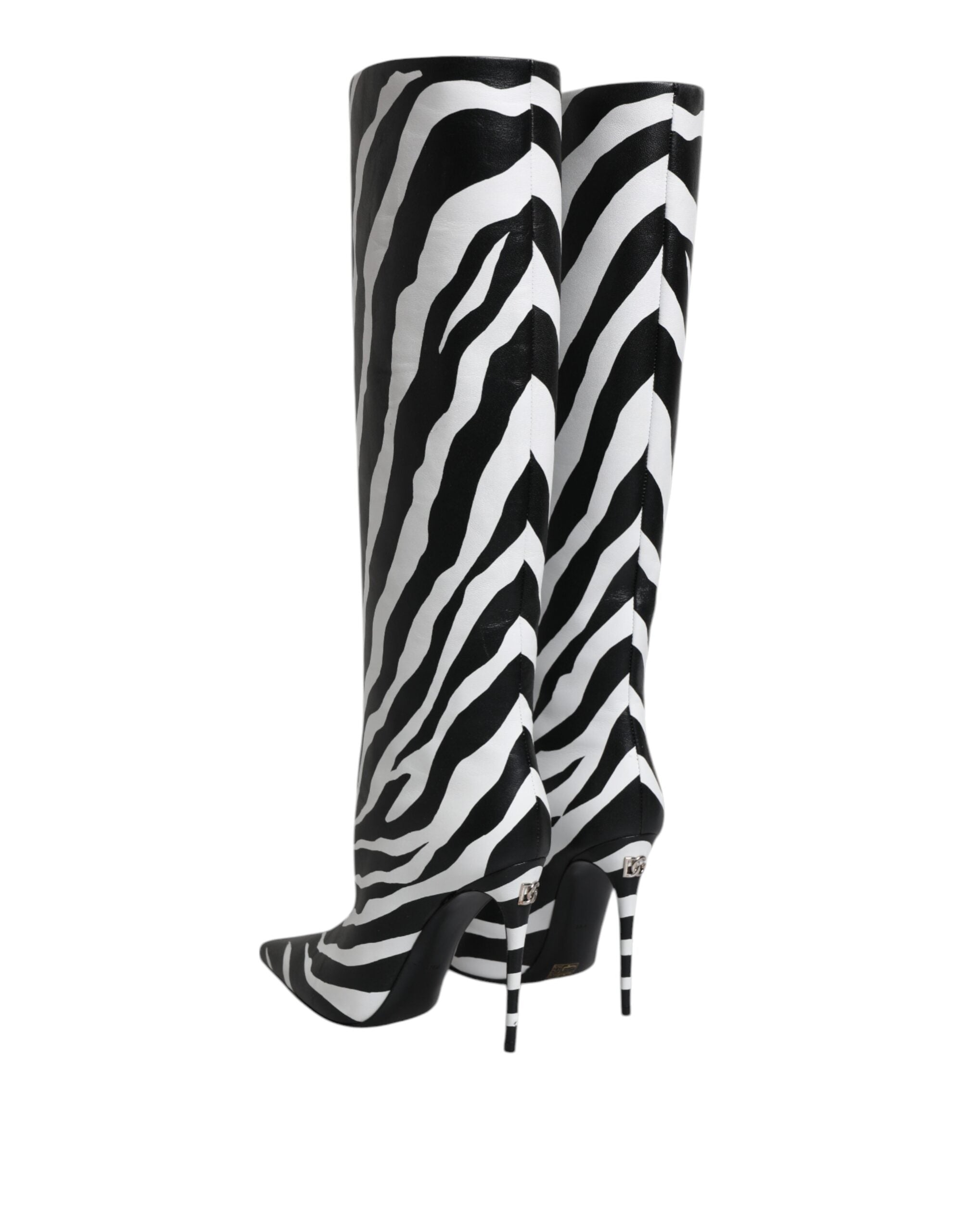 Dolce & Gabbana Black White Zebra Heels High Boots Shoes Dolce & Gabbana