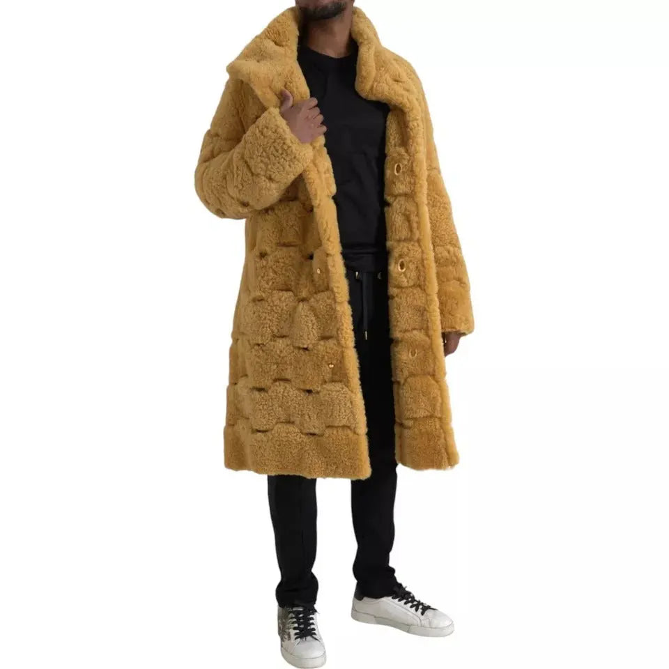 Bottega Veneta Yellow Wool Long Teddy Coat Jacket Bottega Veneta