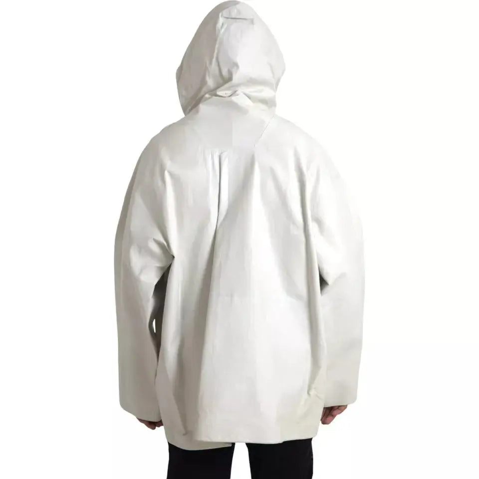 Bottega Veneta White Leather Men Waterproof Jacket Blouson Bottega Veneta