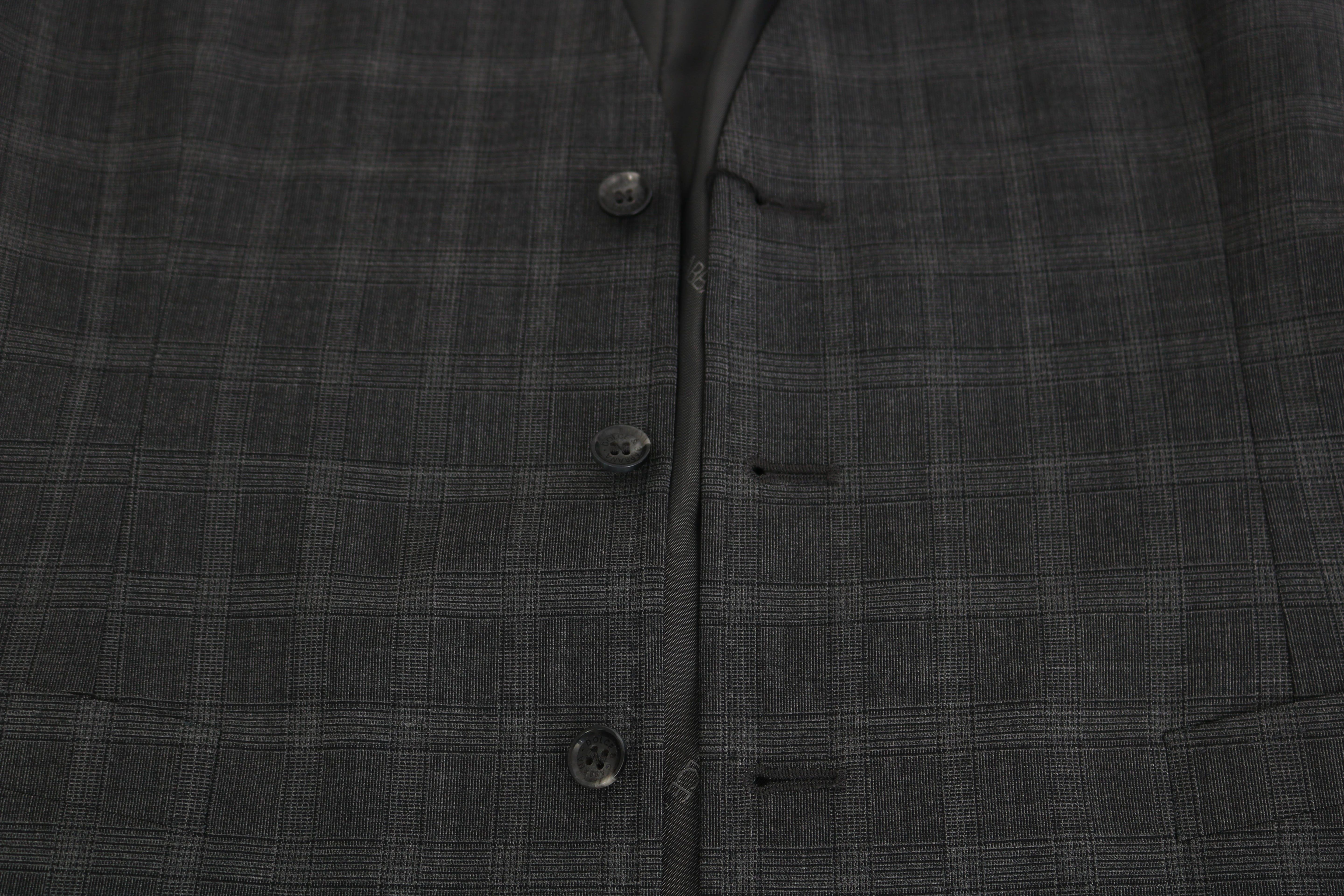 Dolce & Gabbana Gray Wool STAFF Checkered Stretch Vest Dolce & Gabbana