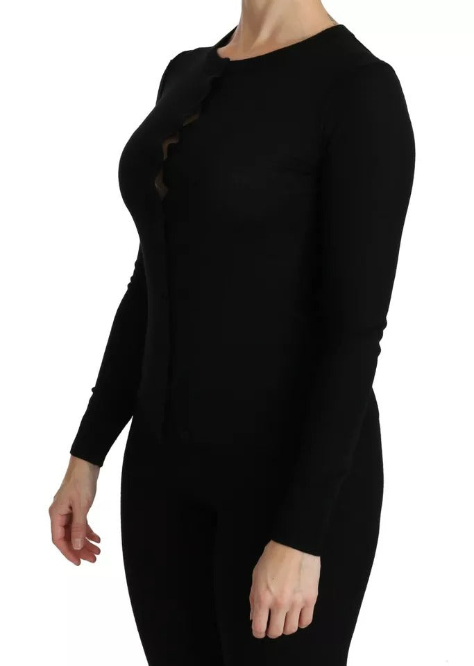 Dolce & Gabbana Black Virgin Wool Long Sleeve Top Blouse Top Dolce & Gabbana