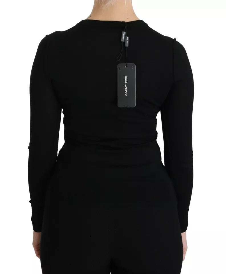 Dolce & Gabbana Black Virgin Wool Long Sleeve Top Blouse Top Dolce & Gabbana