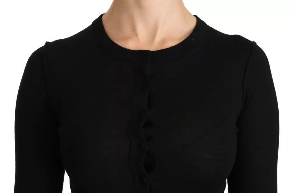 Dolce & Gabbana Black Virgin Wool Long Sleeve Top Blouse Top Dolce & Gabbana
