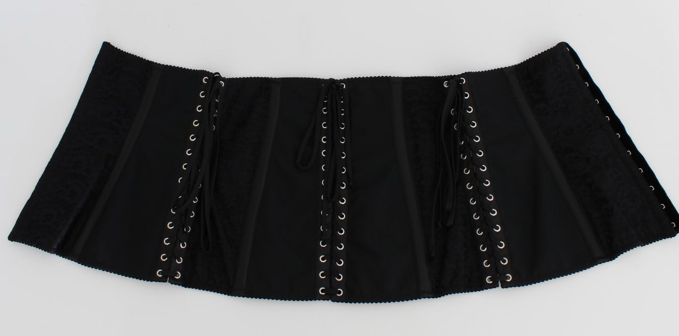 Dolce & Gabbana Black Stretch Corset Waist Strap Belt Dolce & Gabbana