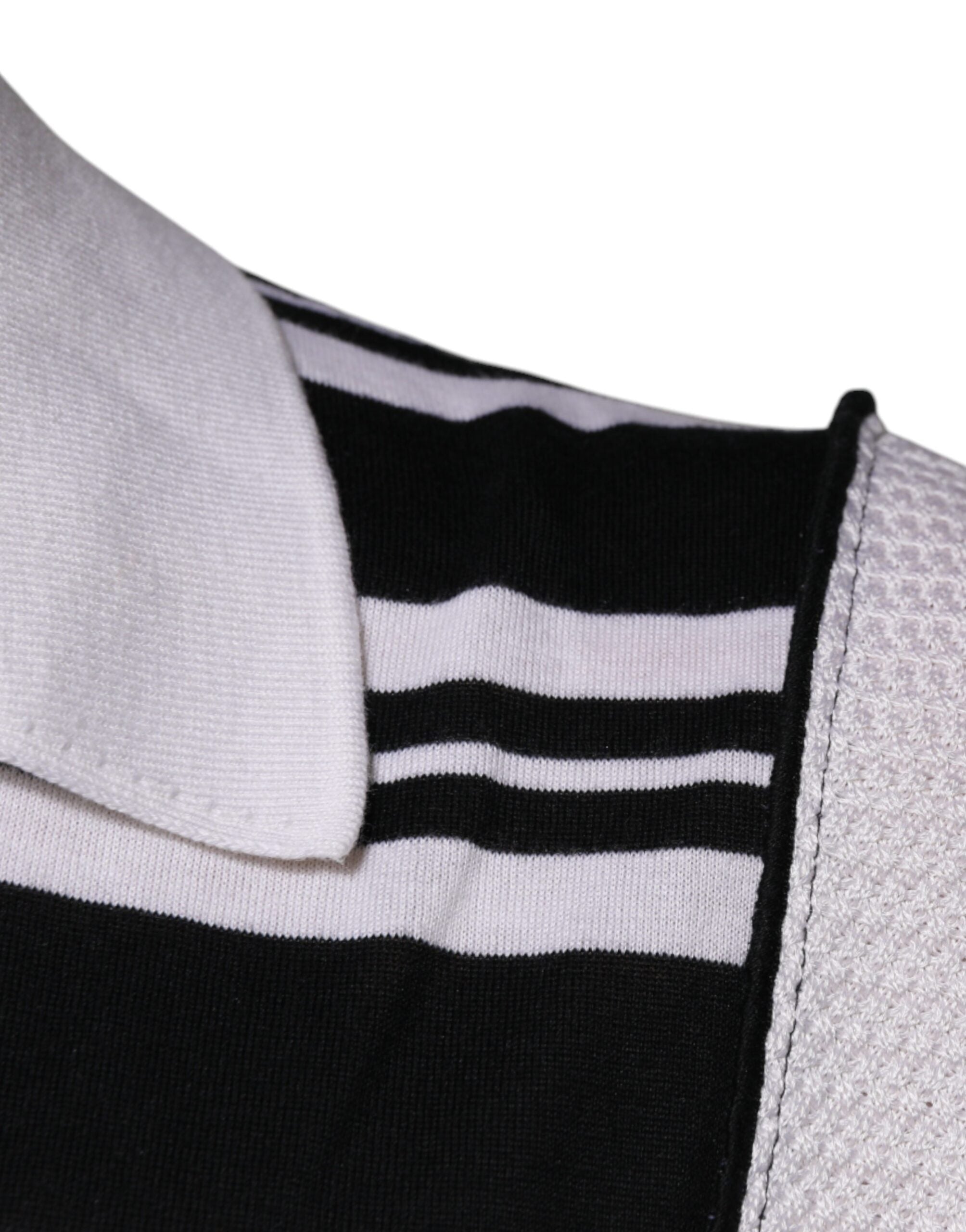 Dolce & Gabbana Black White Stripes Collared Polo T-shirt Dolce & Gabbana