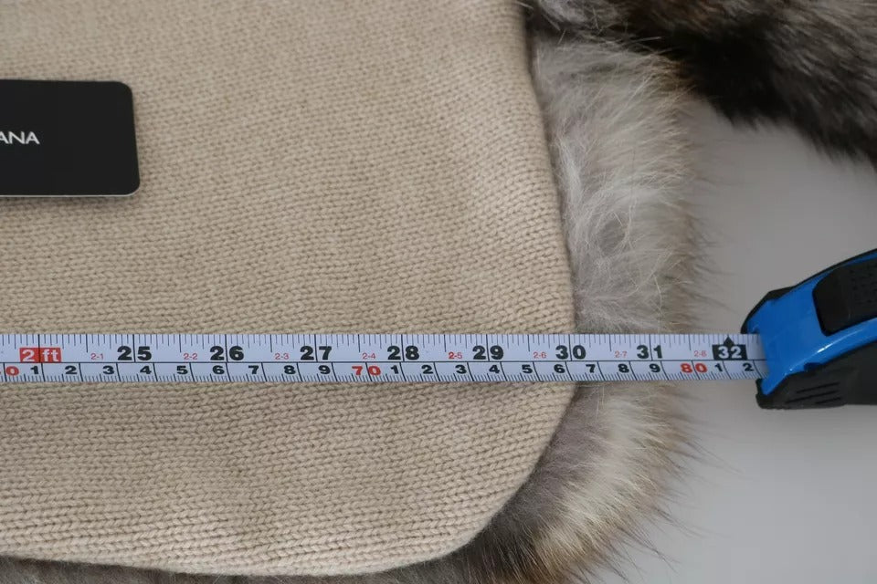 Dolce & Gabbana Brown Fox Tail Fur Shawl Neck Wrap Cover Collar Scarf Dolce & Gabbana