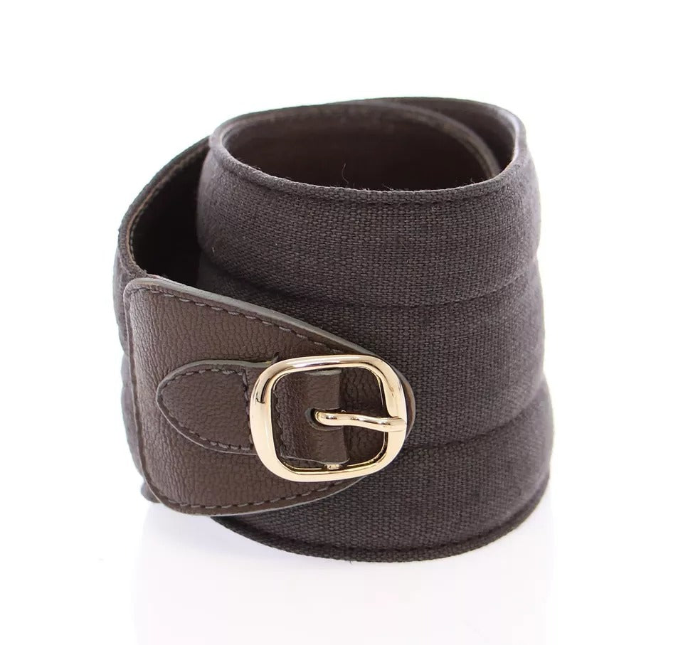 Dolce & Gabbana Brown D&G Leather Linnen Logo Belt Dolce & Gabbana