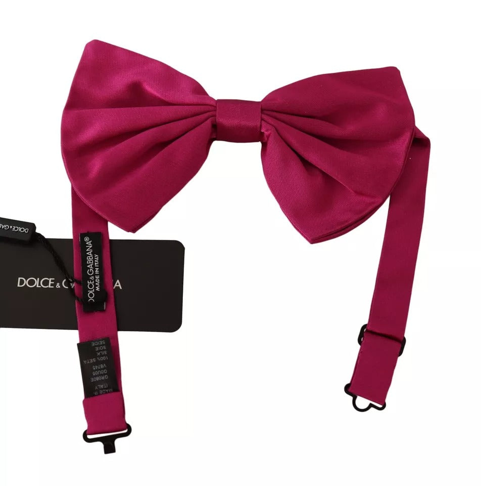 Dolce & Gabbana Pink 100% Silk Adjustable Neck Bow Tie Men Dolce & Gabbana