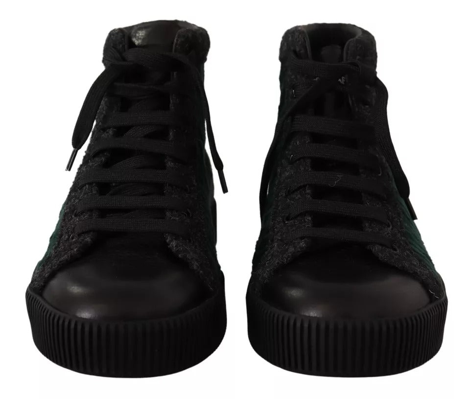 Dolce & Gabbana Green Corduroy High Tops Sneakers Mens Casual Shoes Dolce & Gabbana