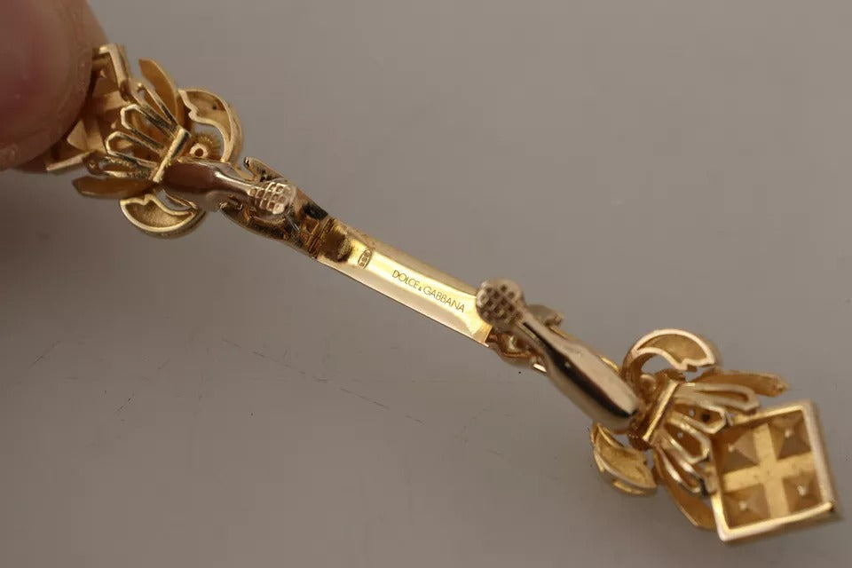 Dolce & Gabbana Gold Plated 925 Sterling Silver Crystal Collar Stop Brooch Dolce & Gabbana
