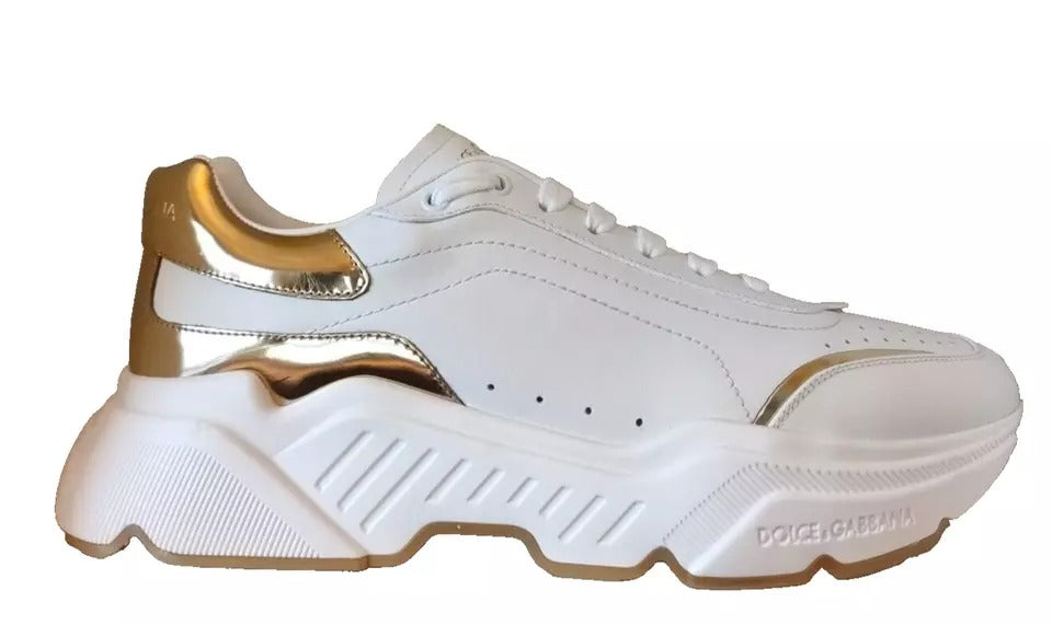 Dolce & Gabbana White Gold DAYMASTER Leather Sneakers Men Shoes Dolce & Gabbana